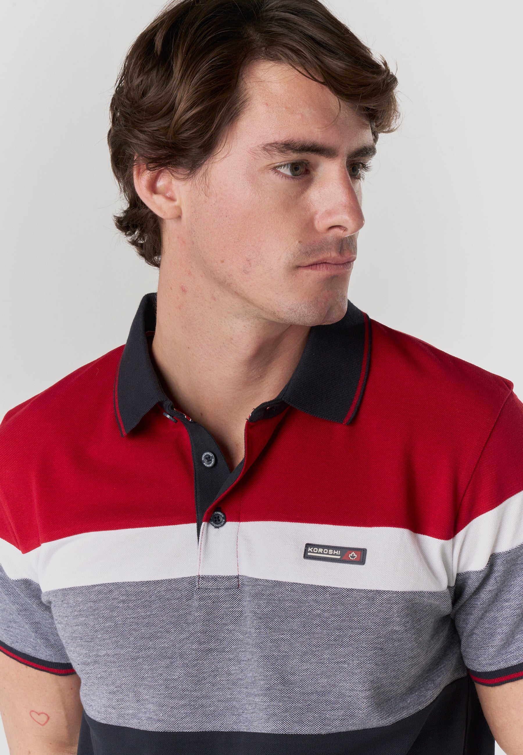 Polo Hombre Manga Corta Piqué Rayas Náutico – Koroshi 2611PC14