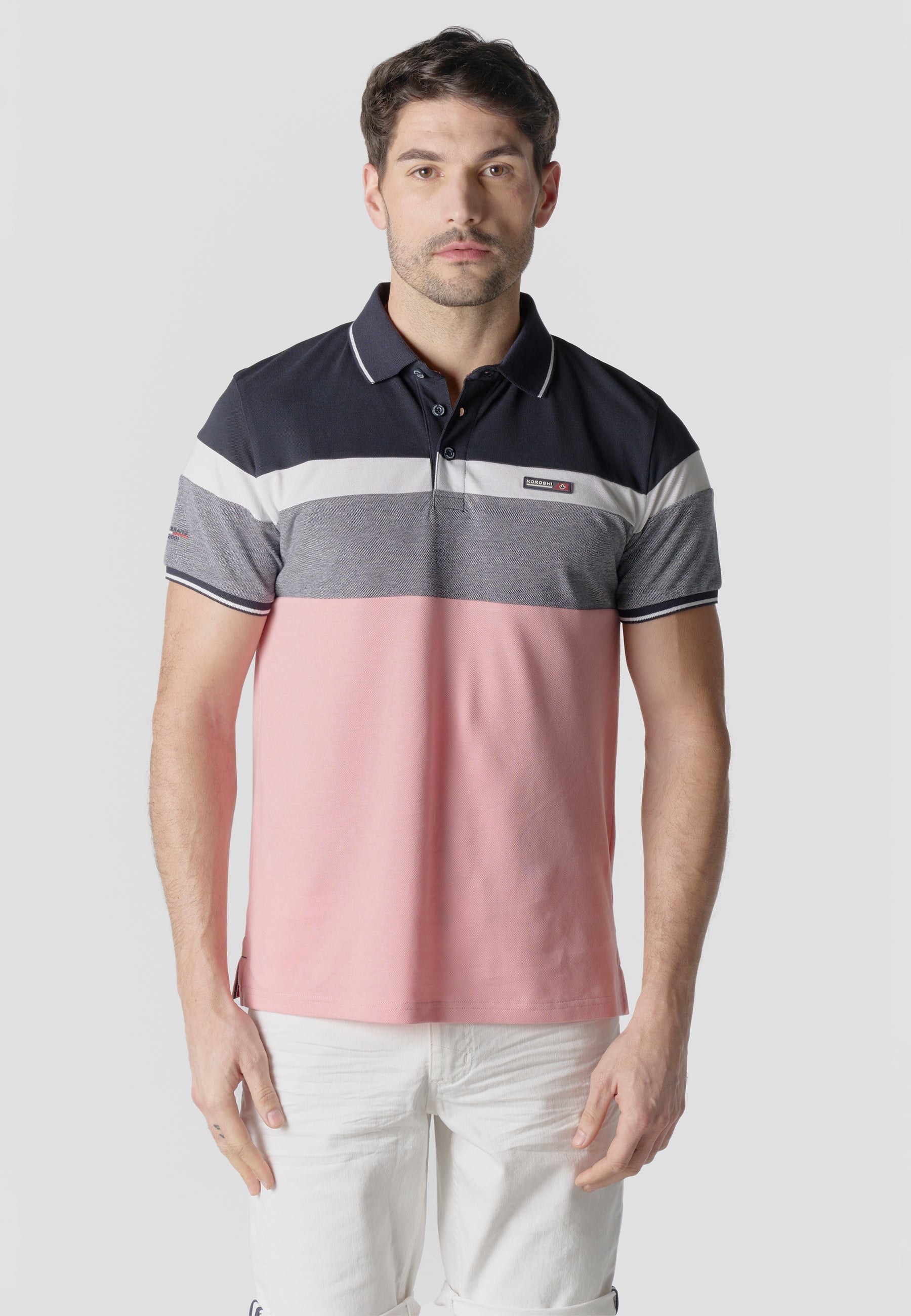 Polo Hombre Manga Corta Piqué Rayas Náutico – Koroshi 2611PC14