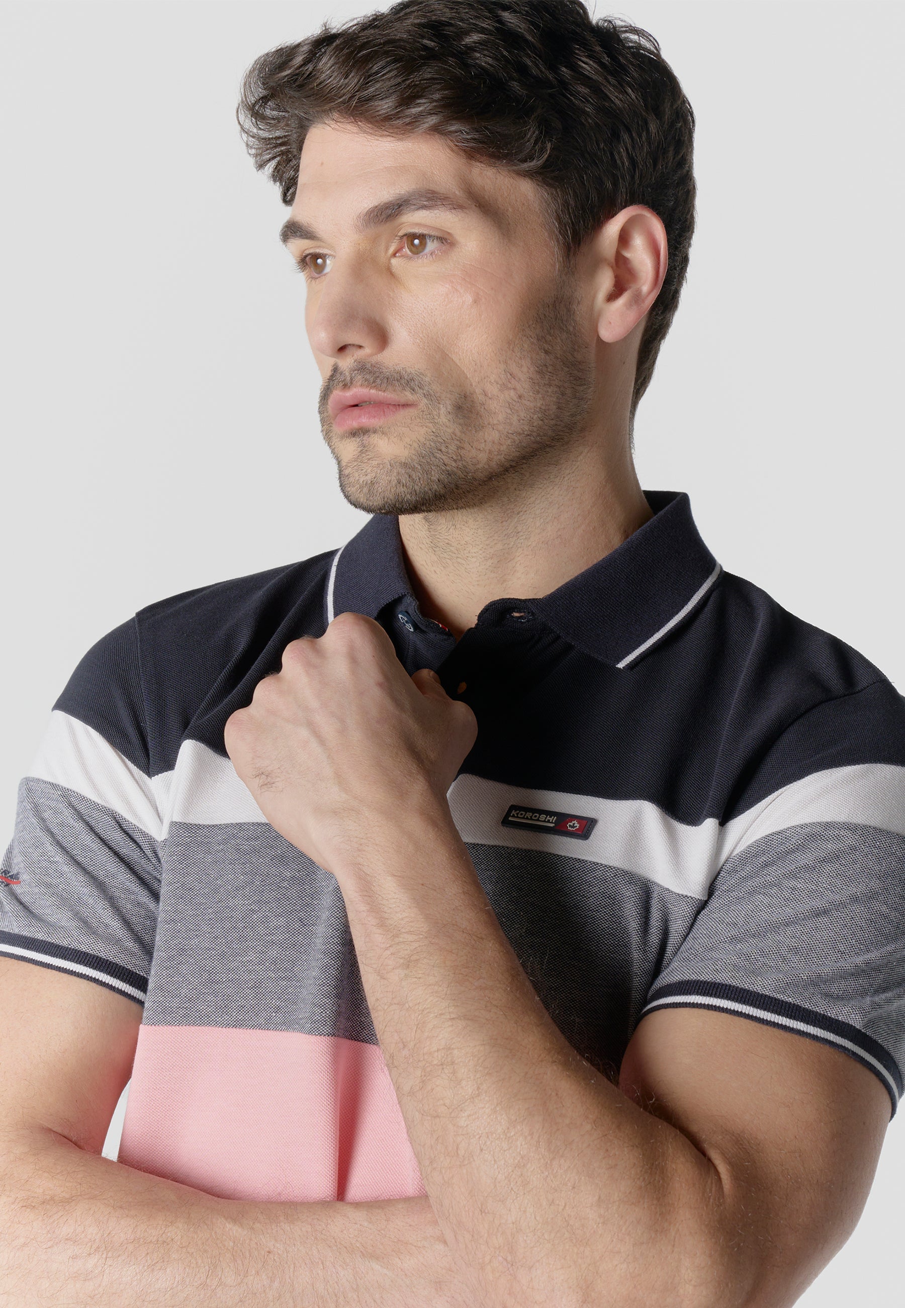 Polo Hombre Manga Corta Piqué Rayas Náutico – Koroshi 2611PC14