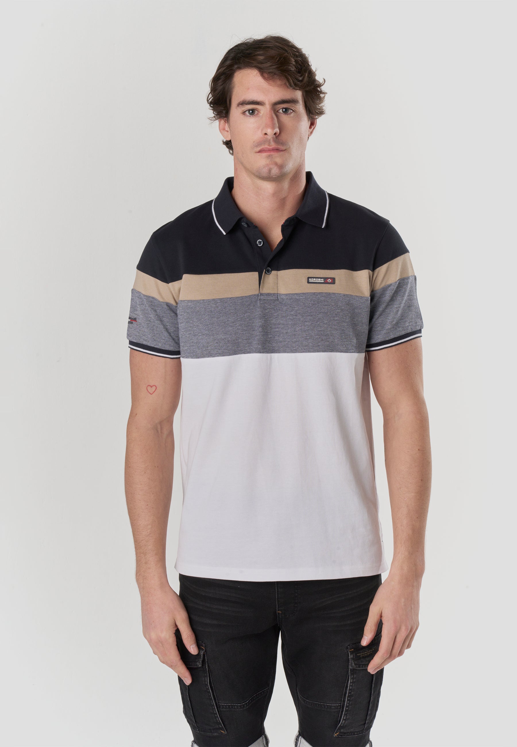 Polo Hombre Manga Corta Piqué Rayas Náutico – Koroshi 2611PC14