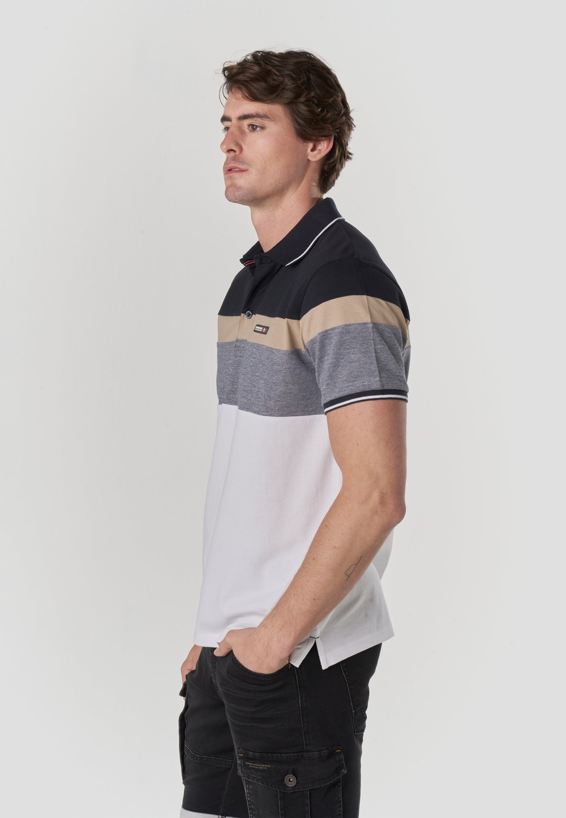 Polo Hombre Manga Corta Piqué Rayas Náutico – Koroshi 2611PC14