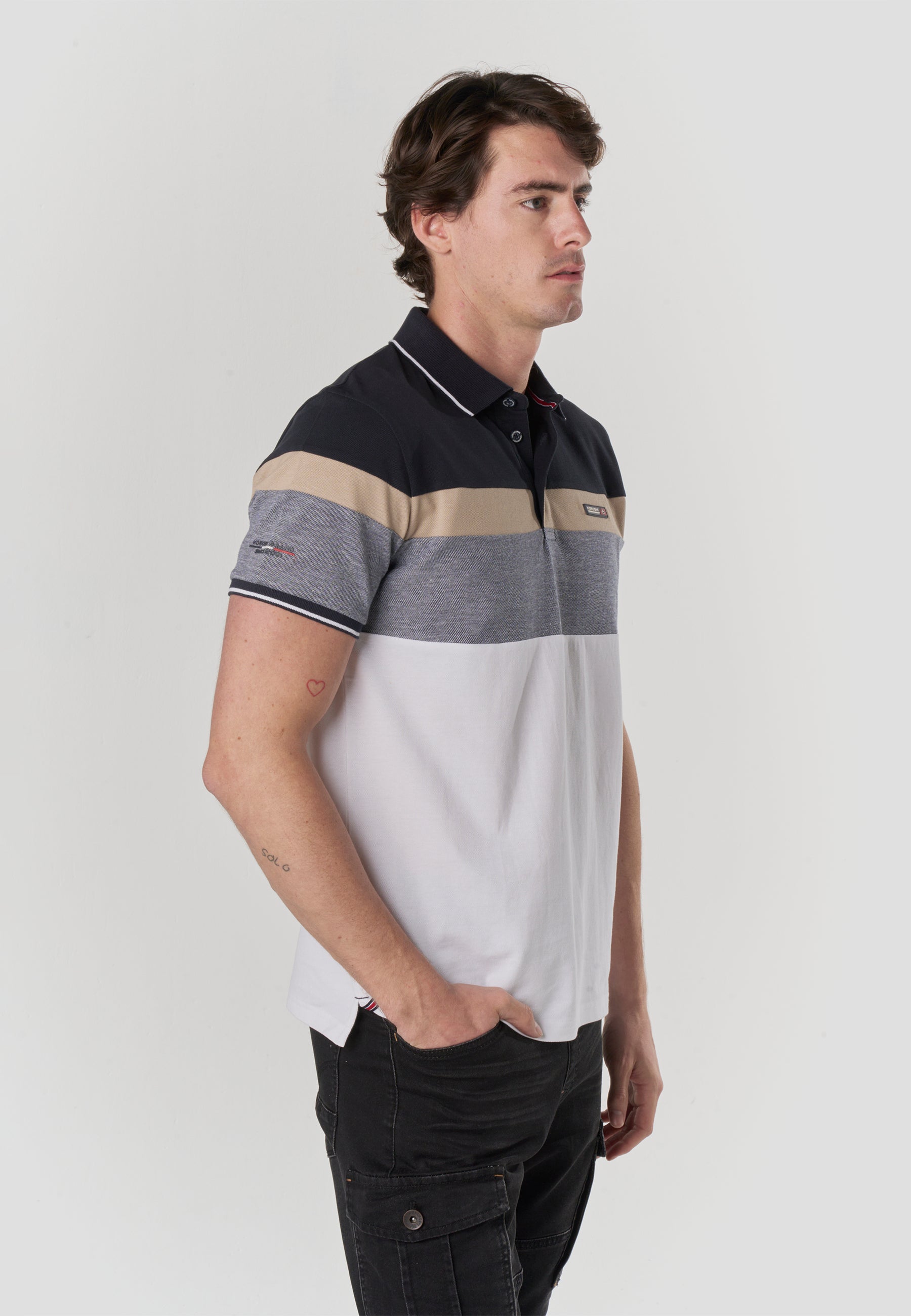 Polo Hombre Manga Corta Piqué Rayas Náutico – Koroshi 2611PC14