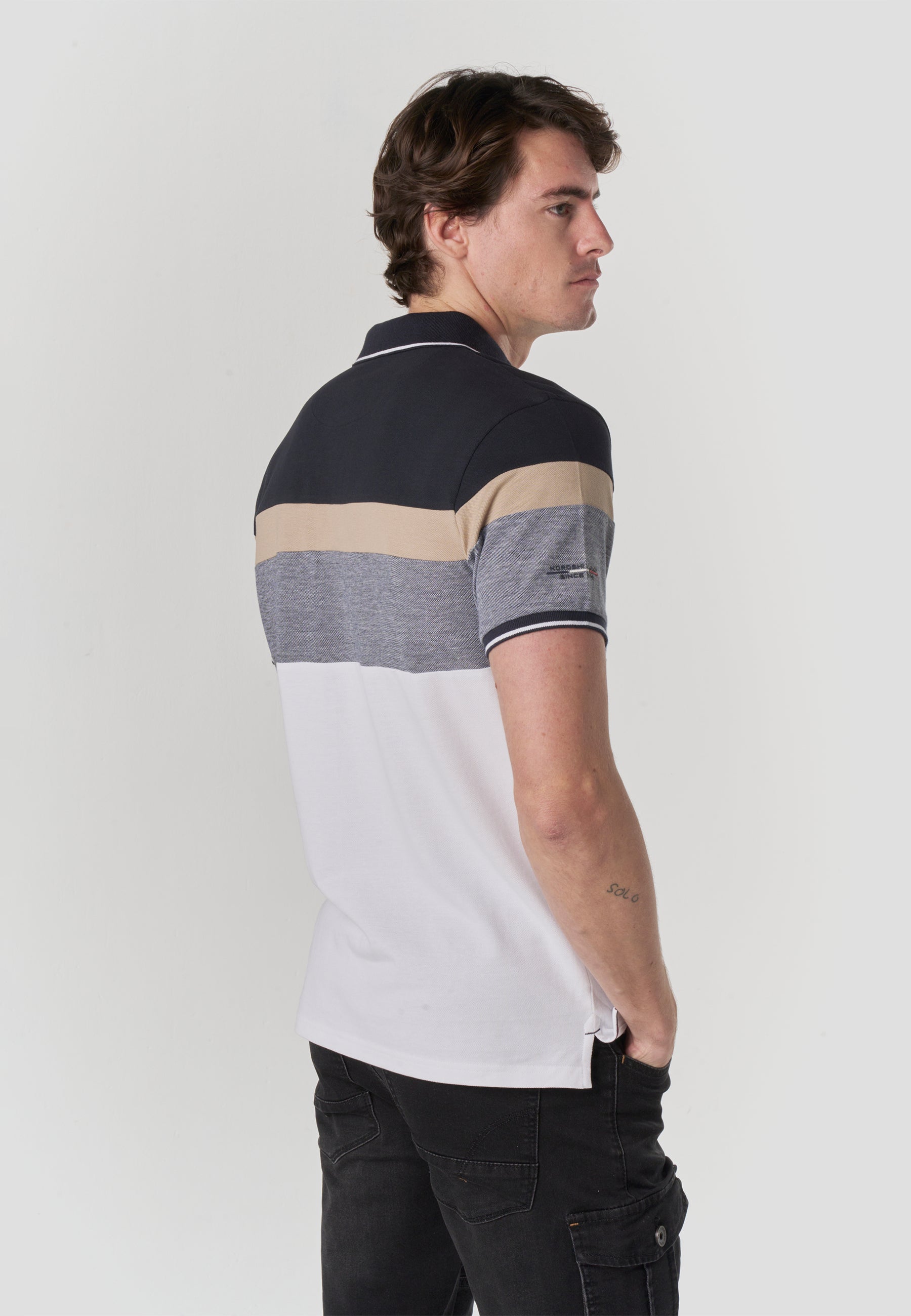 Polo Hombre Manga Corta Piqué Rayas Náutico – Koroshi 2611PC14