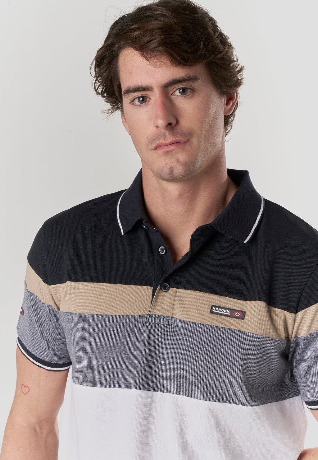 Polo Hombre Manga Corta Piqué Rayas Náutico – Koroshi 2611PC14