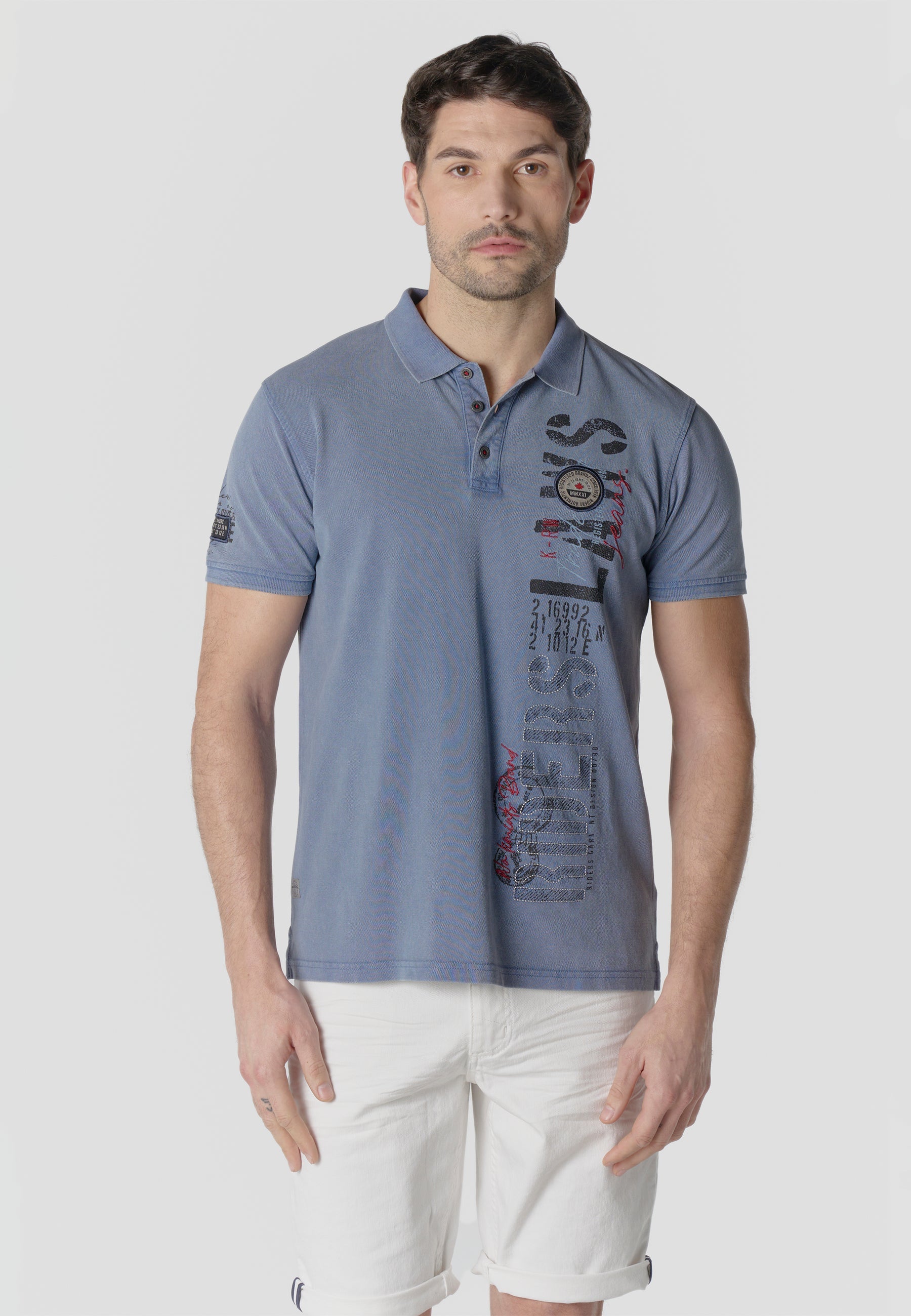 Polo Hombre Manga Corta Piqué Lavado Maxi Print Índigo – Koroshi