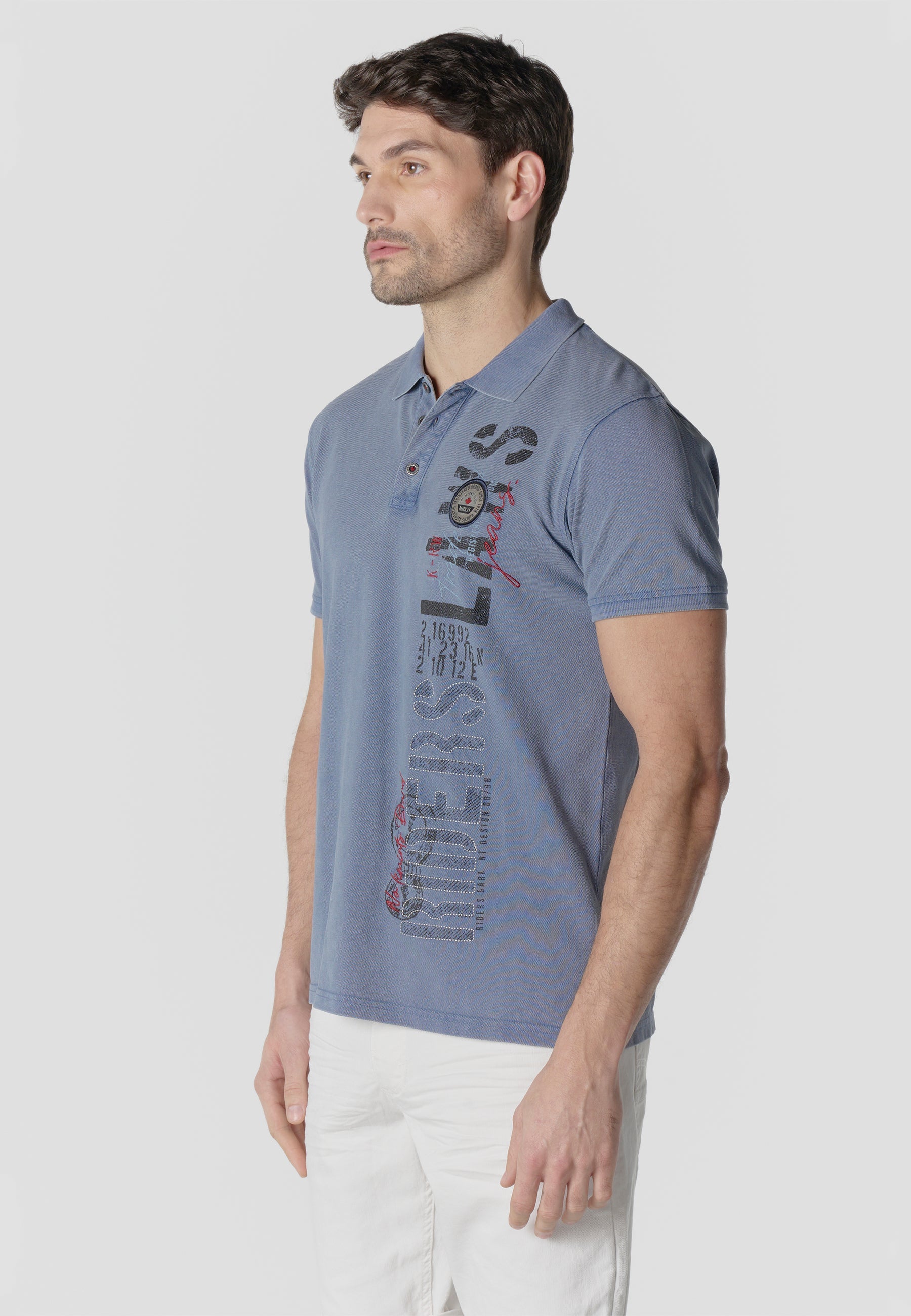 Polo Hombre Manga Corta Piqué Lavado Maxi Print Índigo – Koroshi