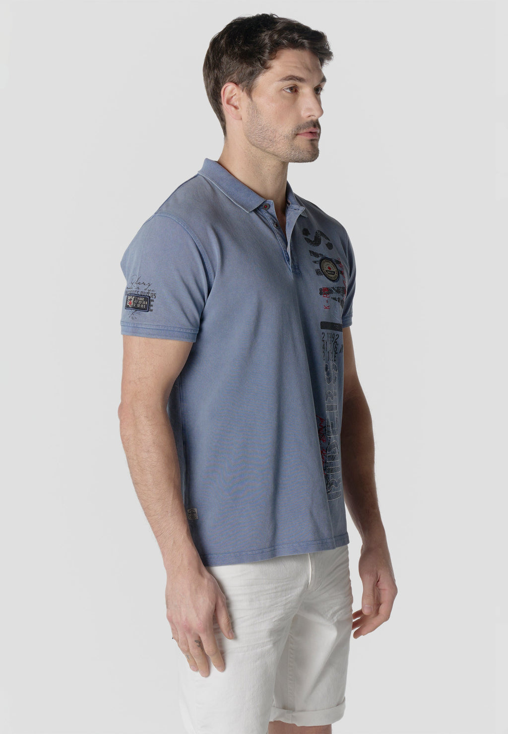 Polo Hombre Manga Corta Piqué Lavado Maxi Print Índigo – Koroshi