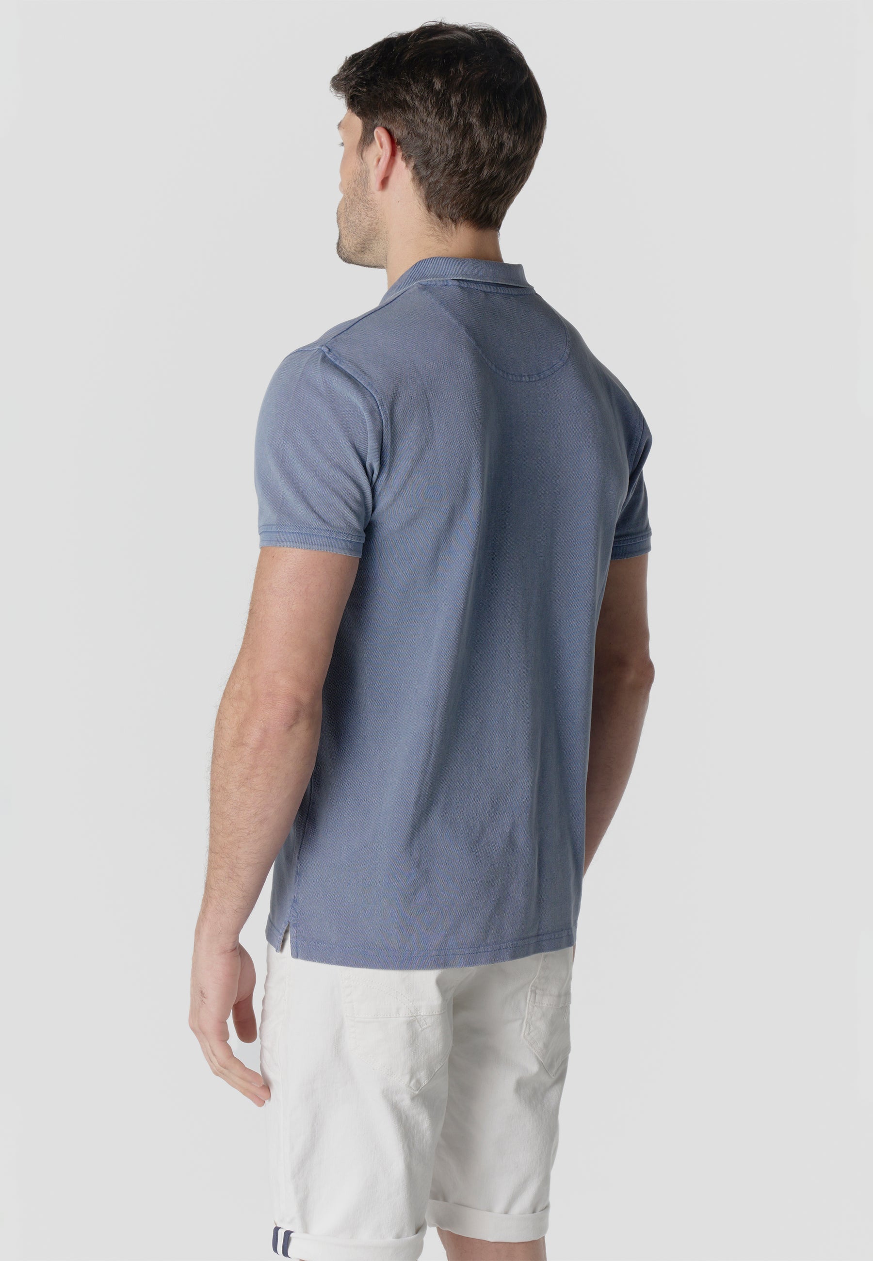 Polo Hombre Manga Corta Piqué Lavado Maxi Print Índigo – Koroshi