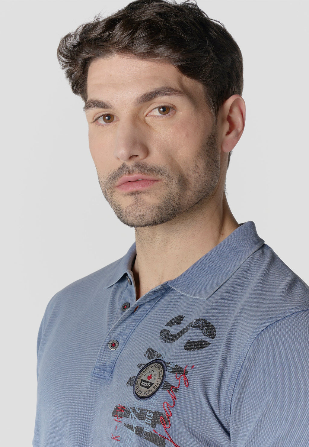 Polo Hombre Manga Corta Piqué Lavado Maxi Print Índigo – Koroshi