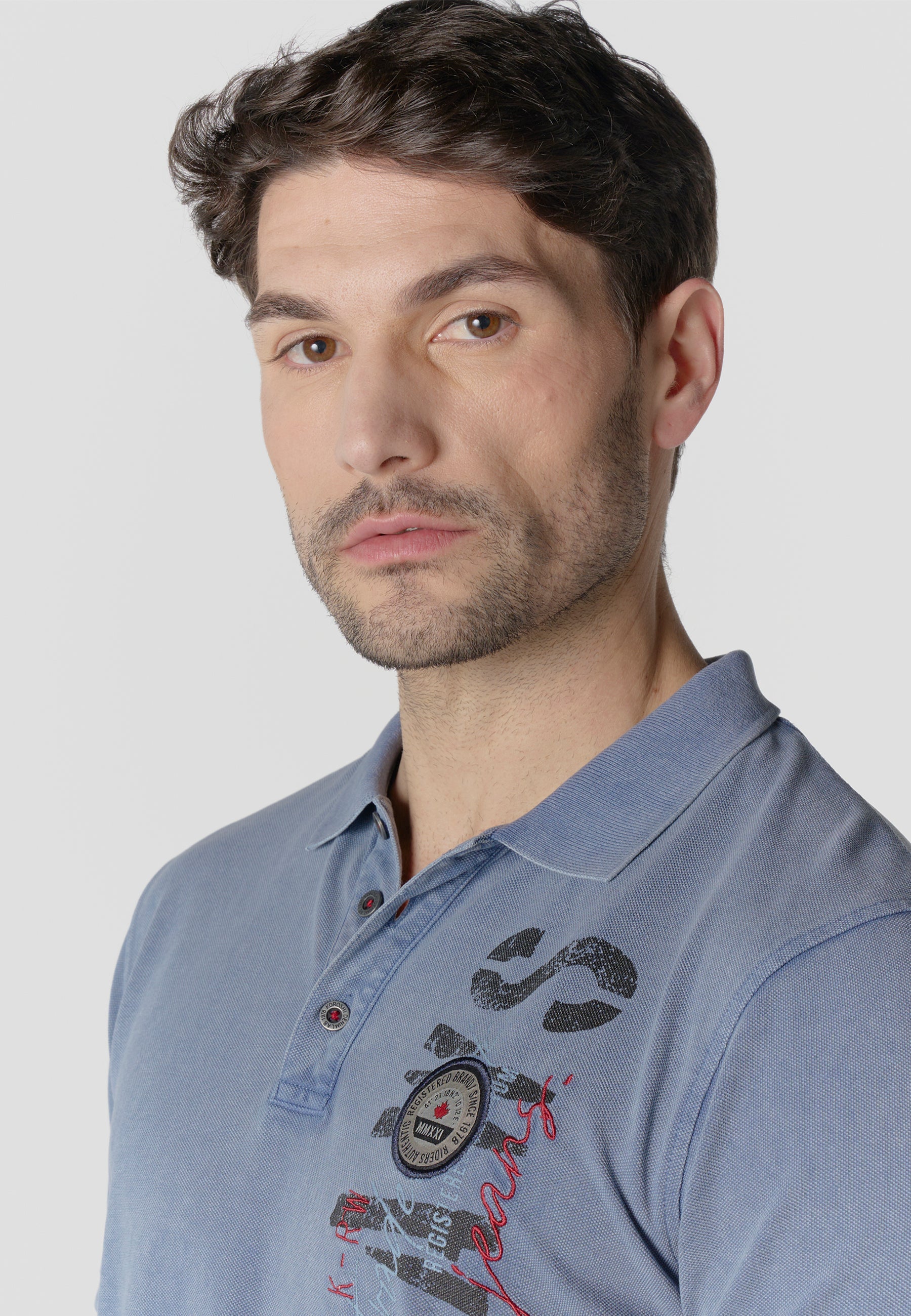 Polo Hombre Manga Corta Piqué Lavado Maxi Print Índigo – Koroshi