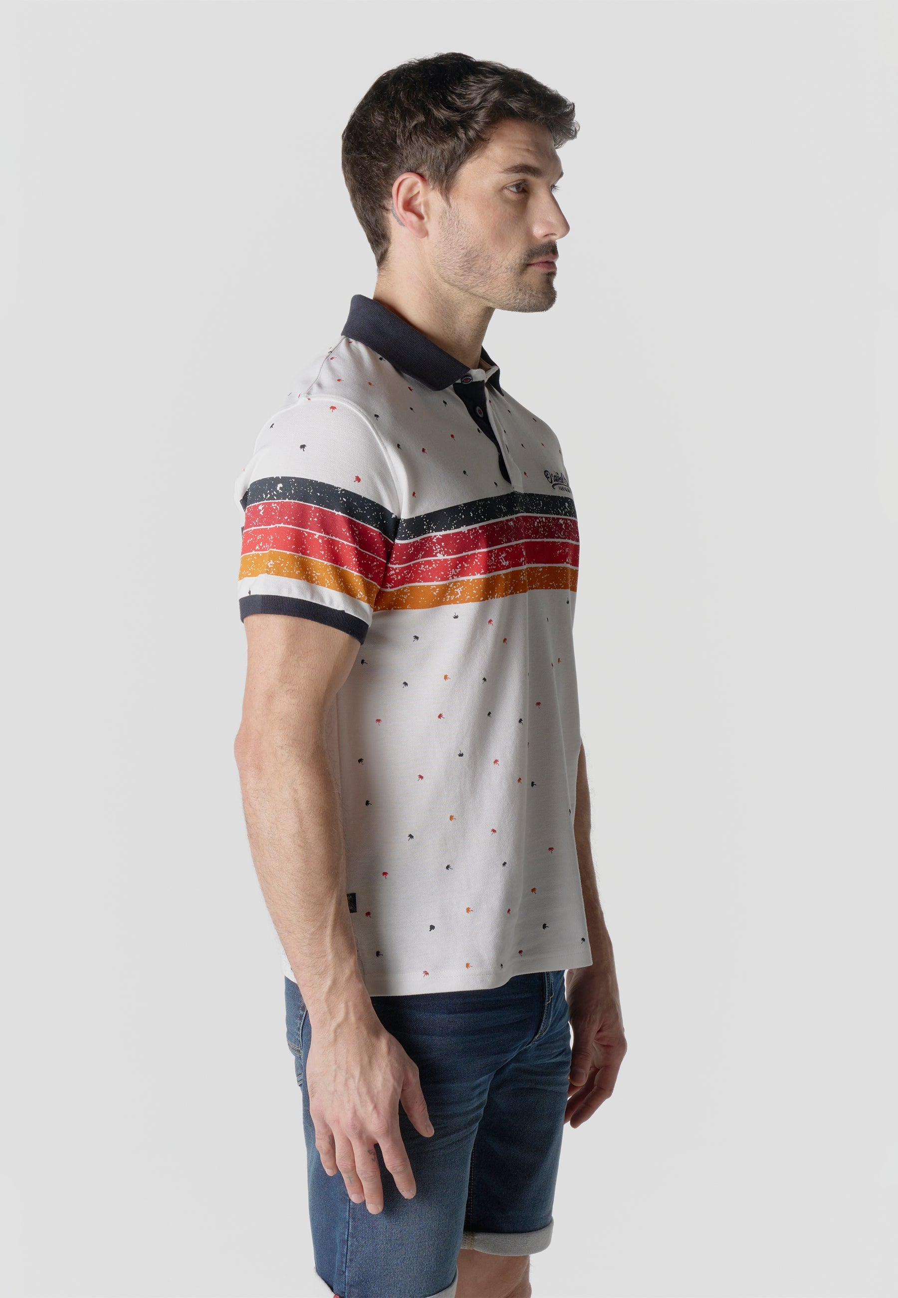 Polo Hombre Manga Corta Piqué Estampado Palmeras Crudo – Koroshi