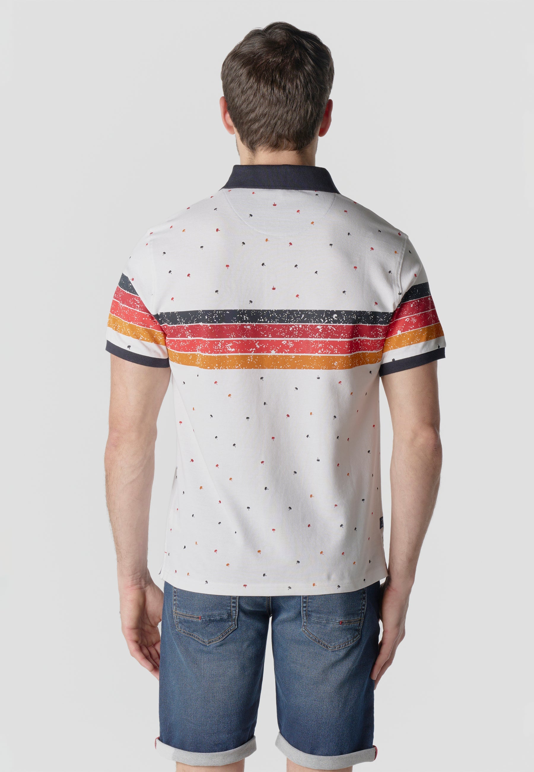 Polo Hombre Manga Corta Piqué Estampado Palmeras Crudo – Koroshi