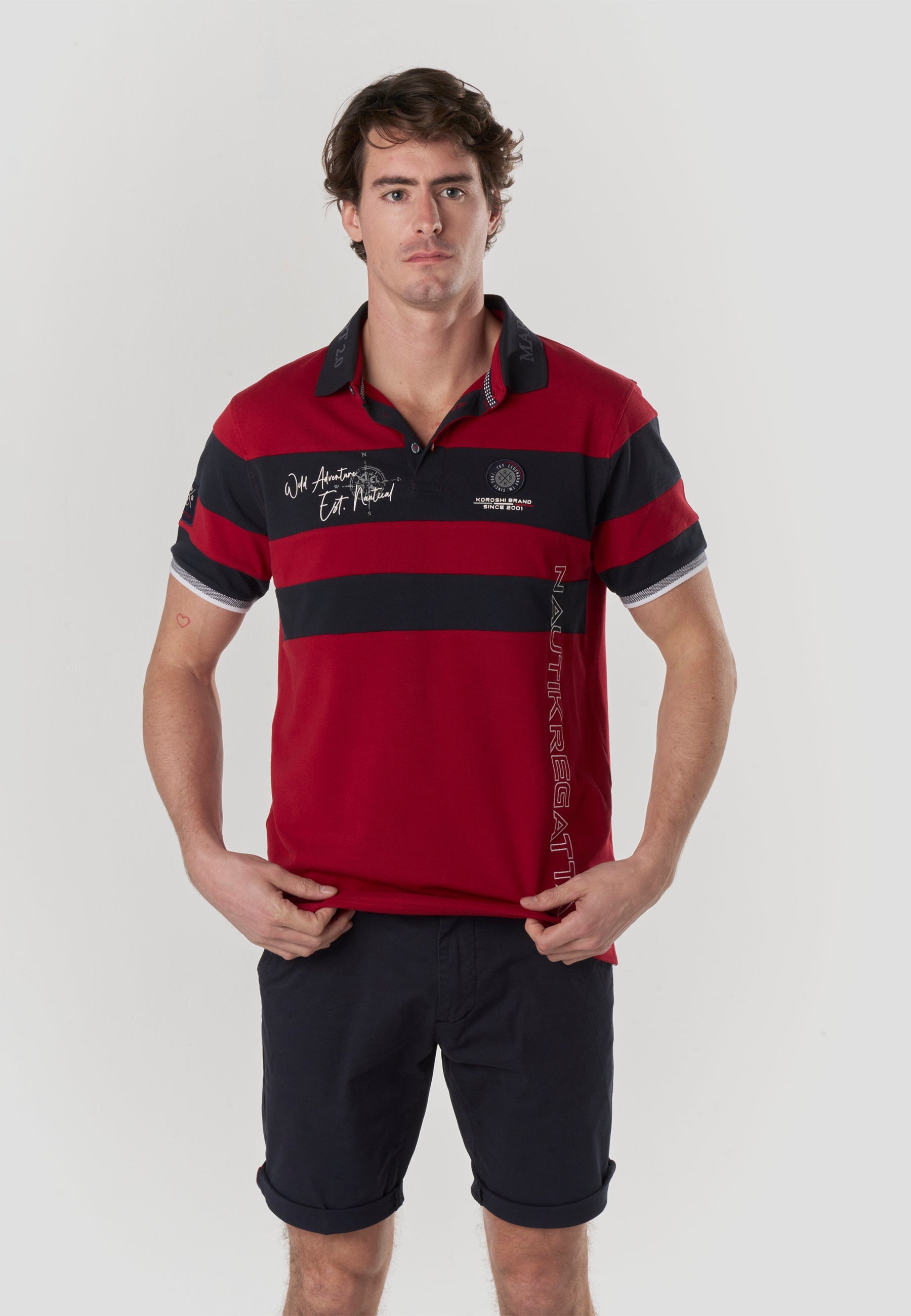Polo Hombre Manga Corta Piqué Rayas Náutico – Koroshi 2611PC21
