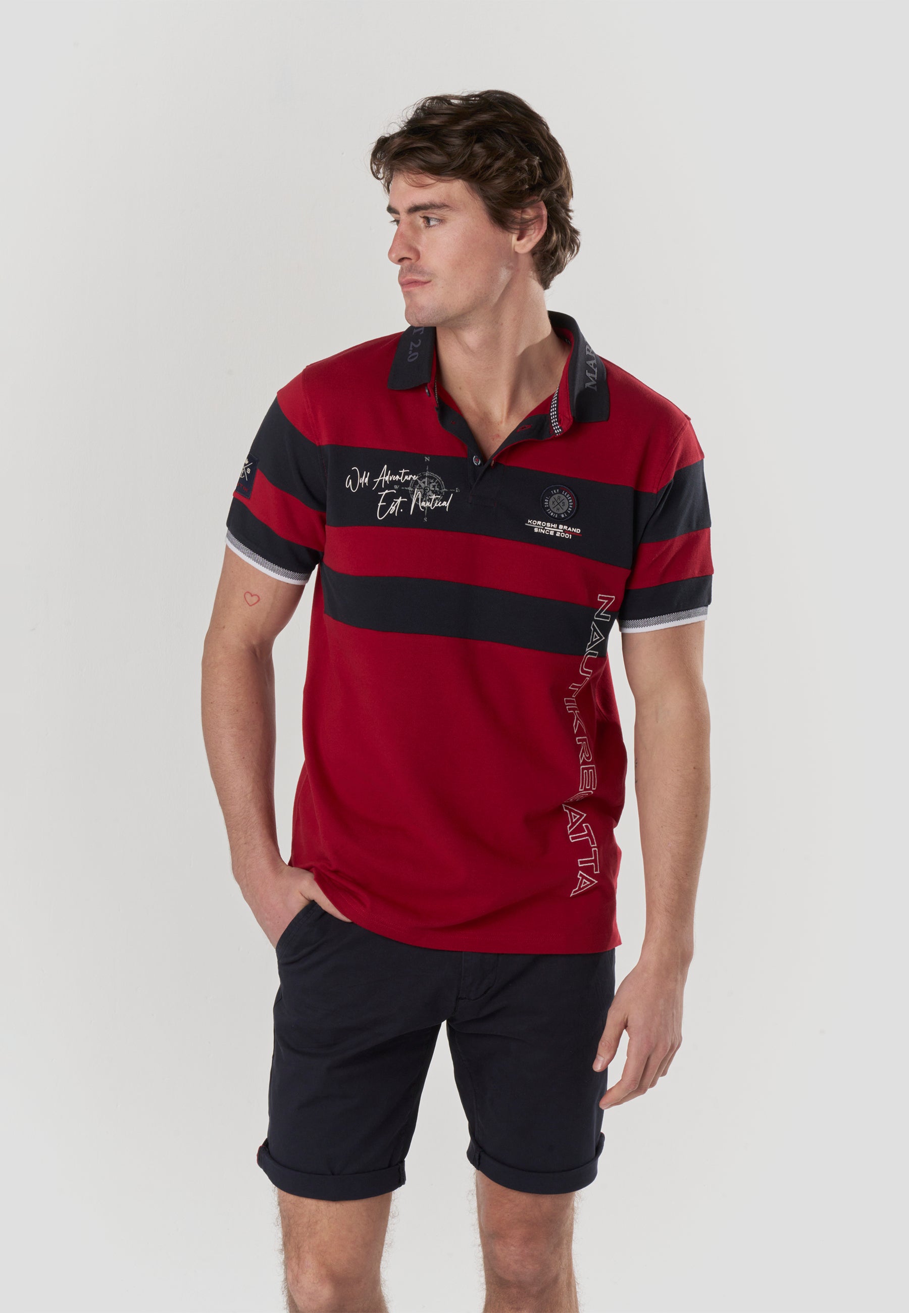 Polo Hombre Manga Corta Piqué Rayas Náutico – Koroshi 2611PC21
