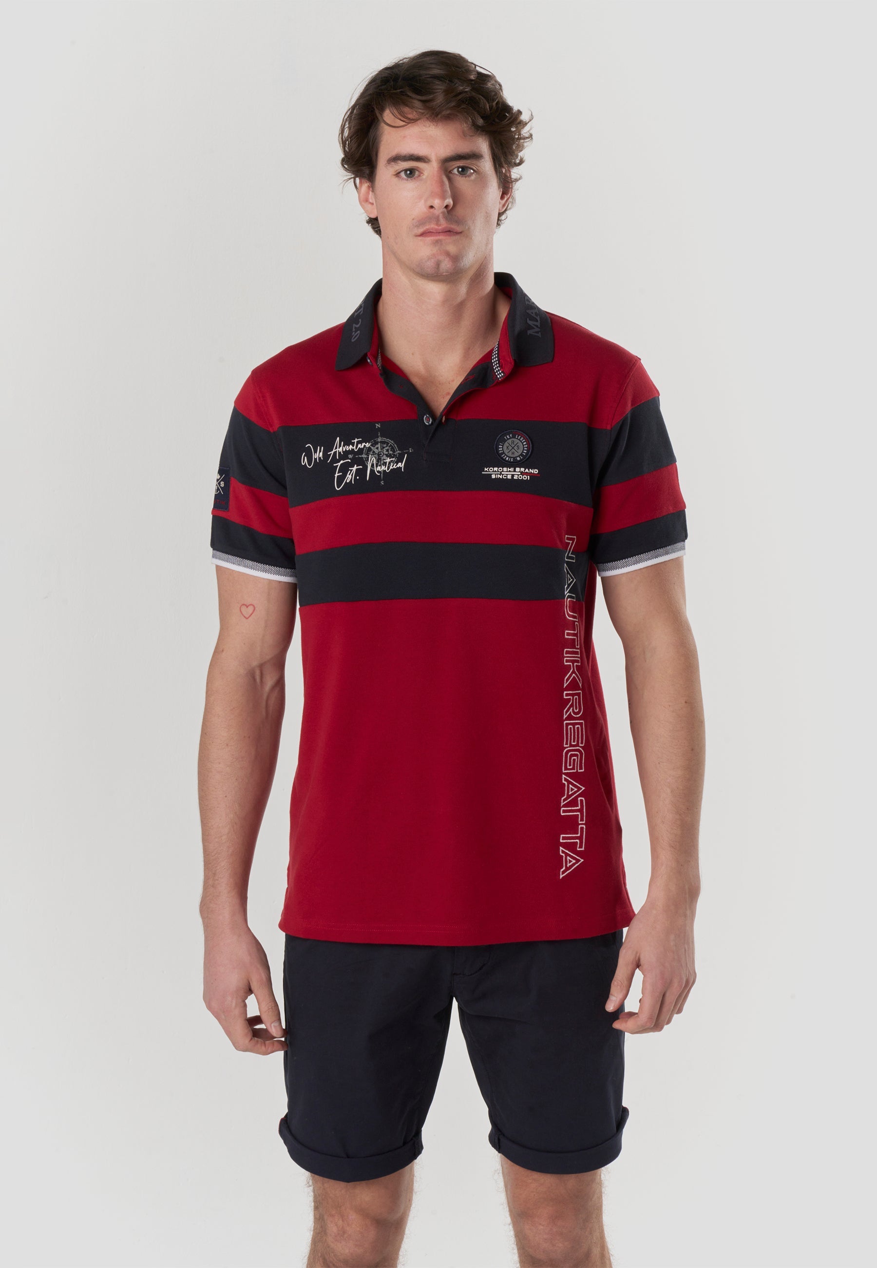 Polo Hombre Manga Corta Piqué Rayas Náutico – Koroshi 2611PC21