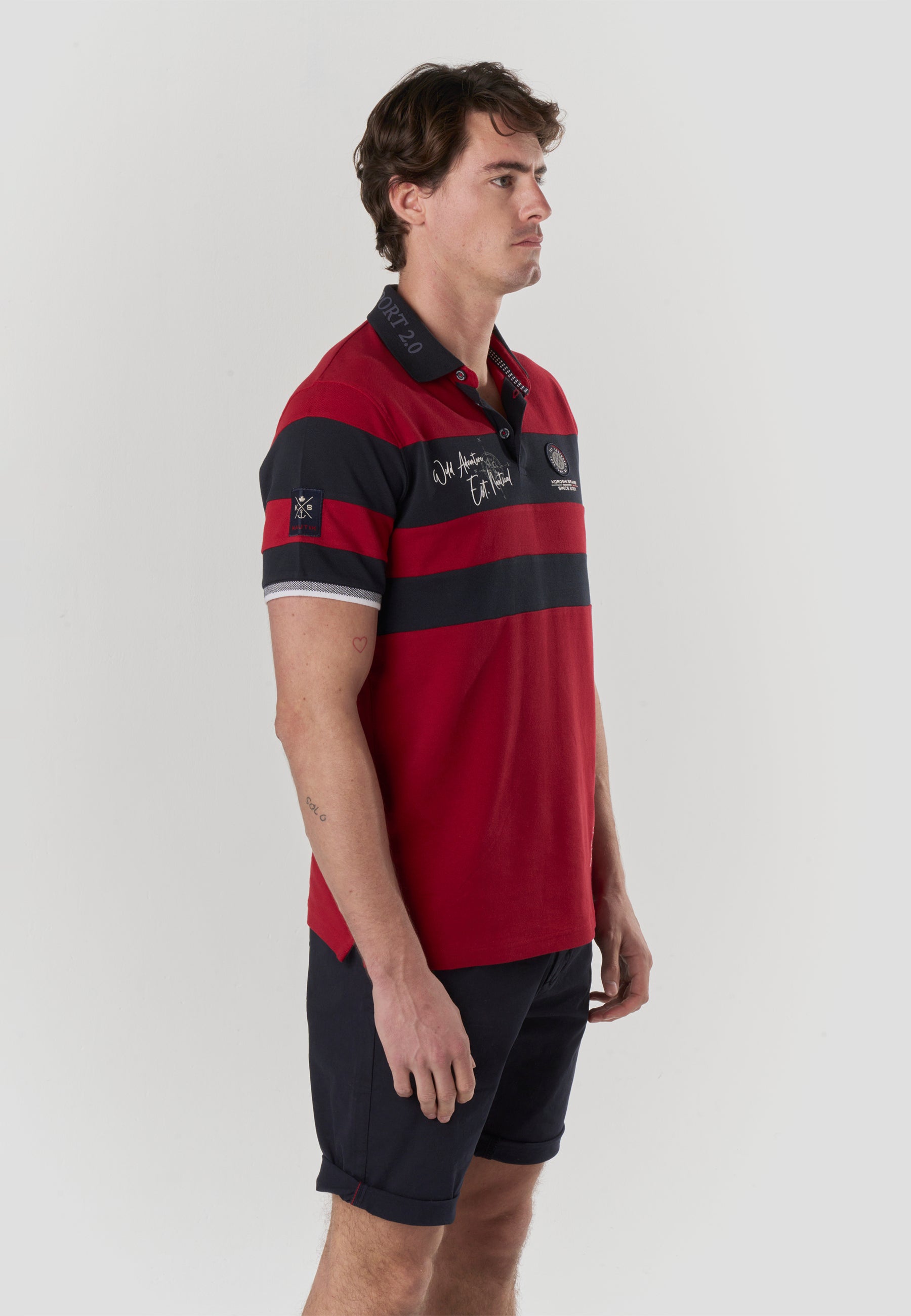 Polo Hombre Manga Corta Piqué Rayas Náutico – Koroshi 2611PC21