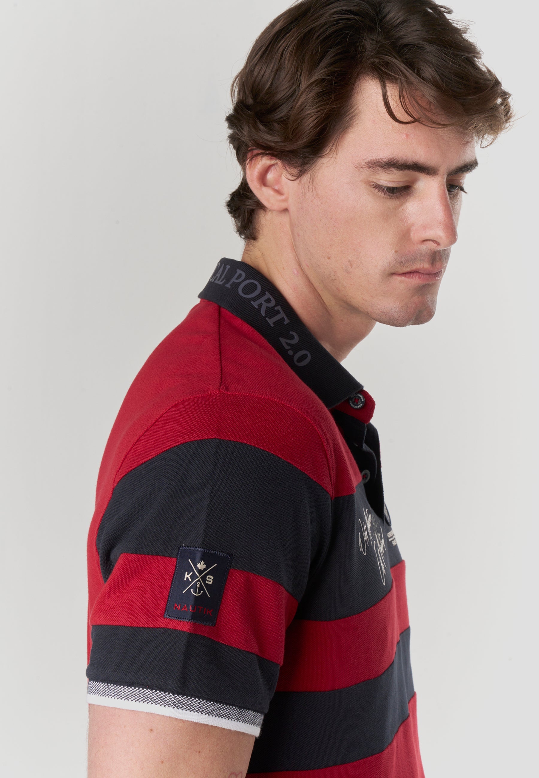 Polo Hombre Manga Corta Piqué Rayas Náutico – Koroshi 2611PC21