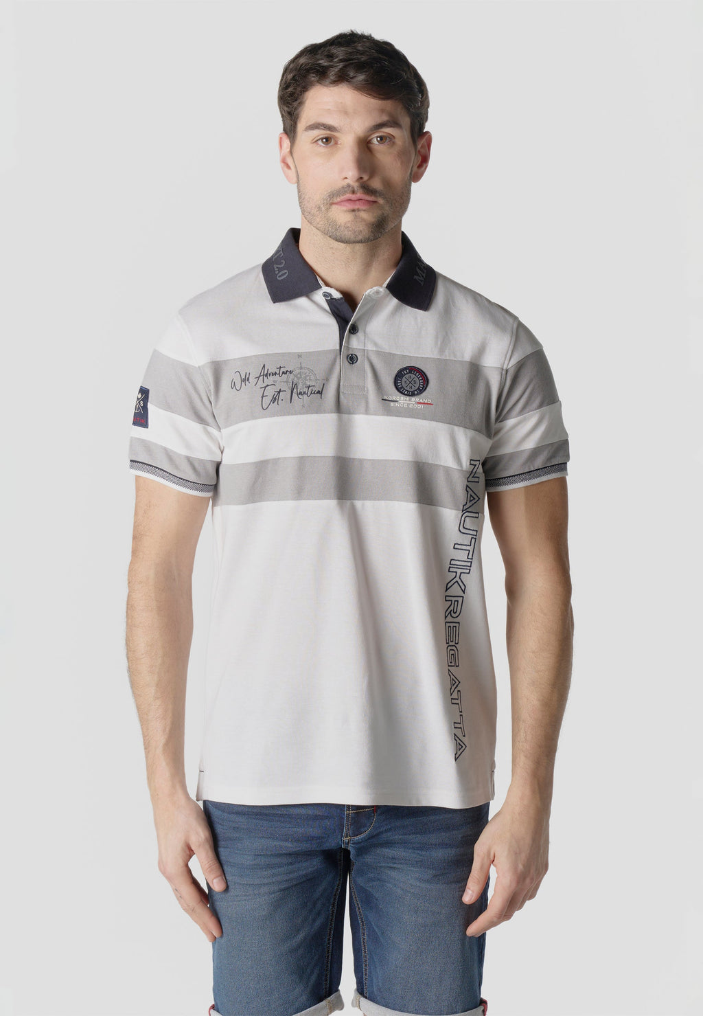 Polo Hombre Manga Corta Piqué Rayas Náutico – Koroshi 2611PC21
