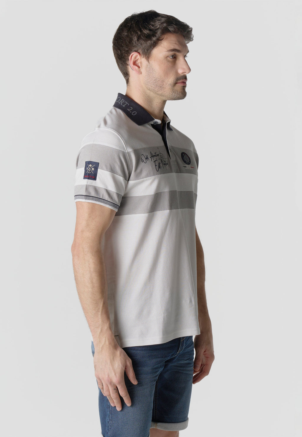 Polo Hombre Manga Corta Piqué Rayas Náutico – Koroshi 2611PC21