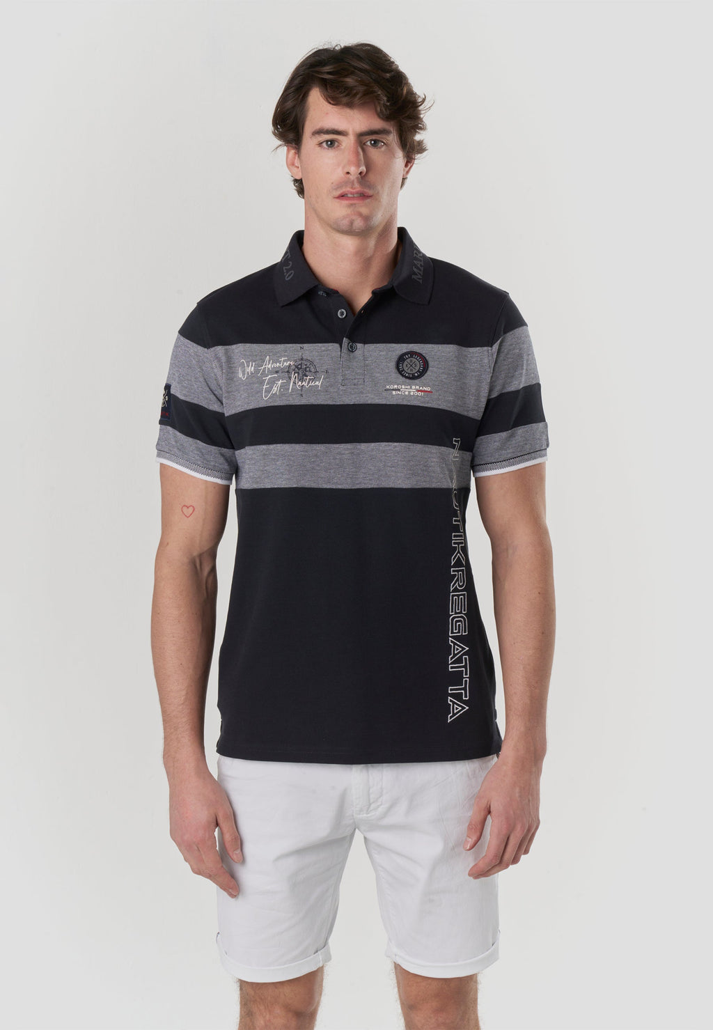 Polo Hombre Manga Corta Piqué Rayas Náutico – Koroshi 2611PC21
