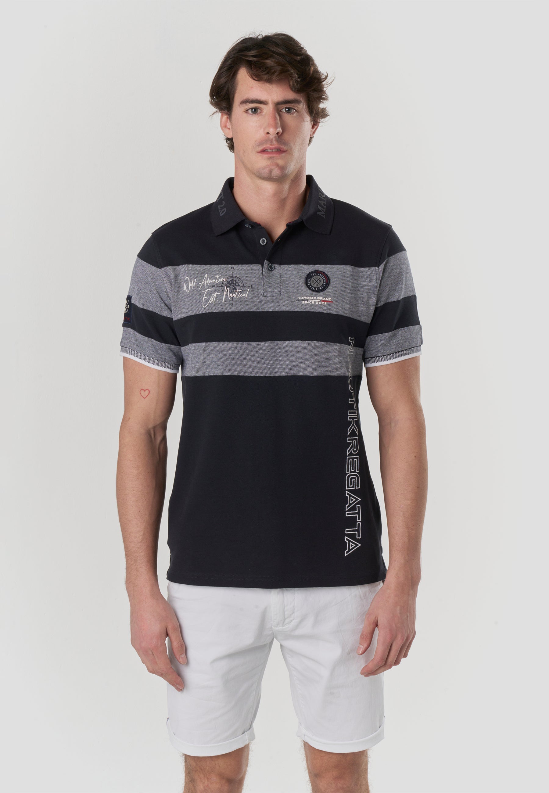 Polo Hombre Manga Corta Piqué Rayas Náutico – Koroshi 2611PC21