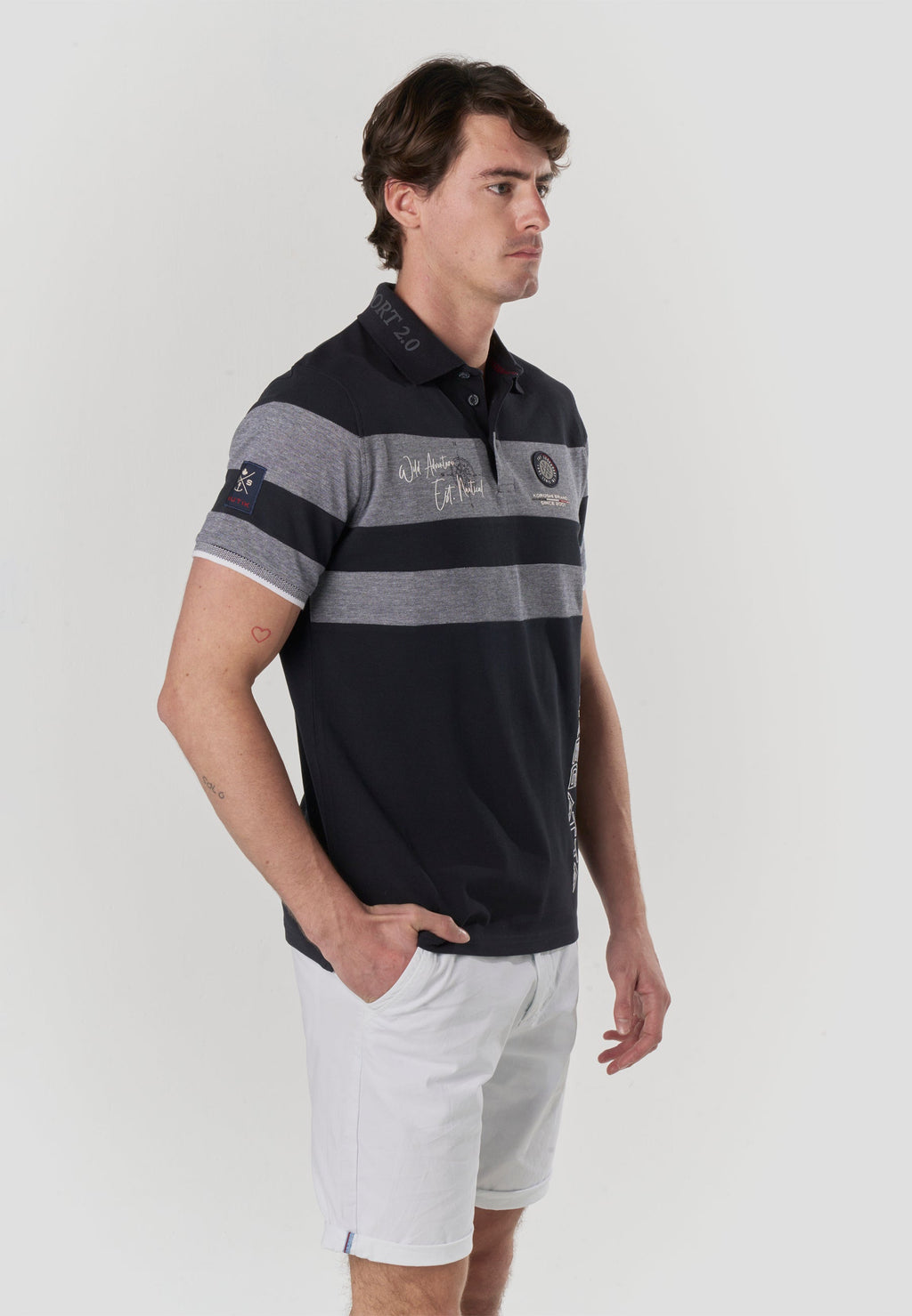 Polo Hombre Manga Corta Piqué Rayas Náutico – Koroshi 2611PC21