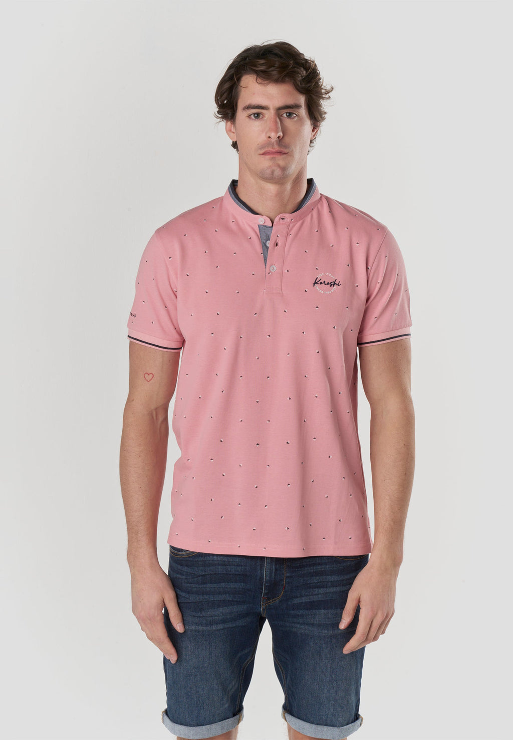 Polo Hombre Manga Corta Cuello Mao Micro Estampado – Koroshi 2611PC23