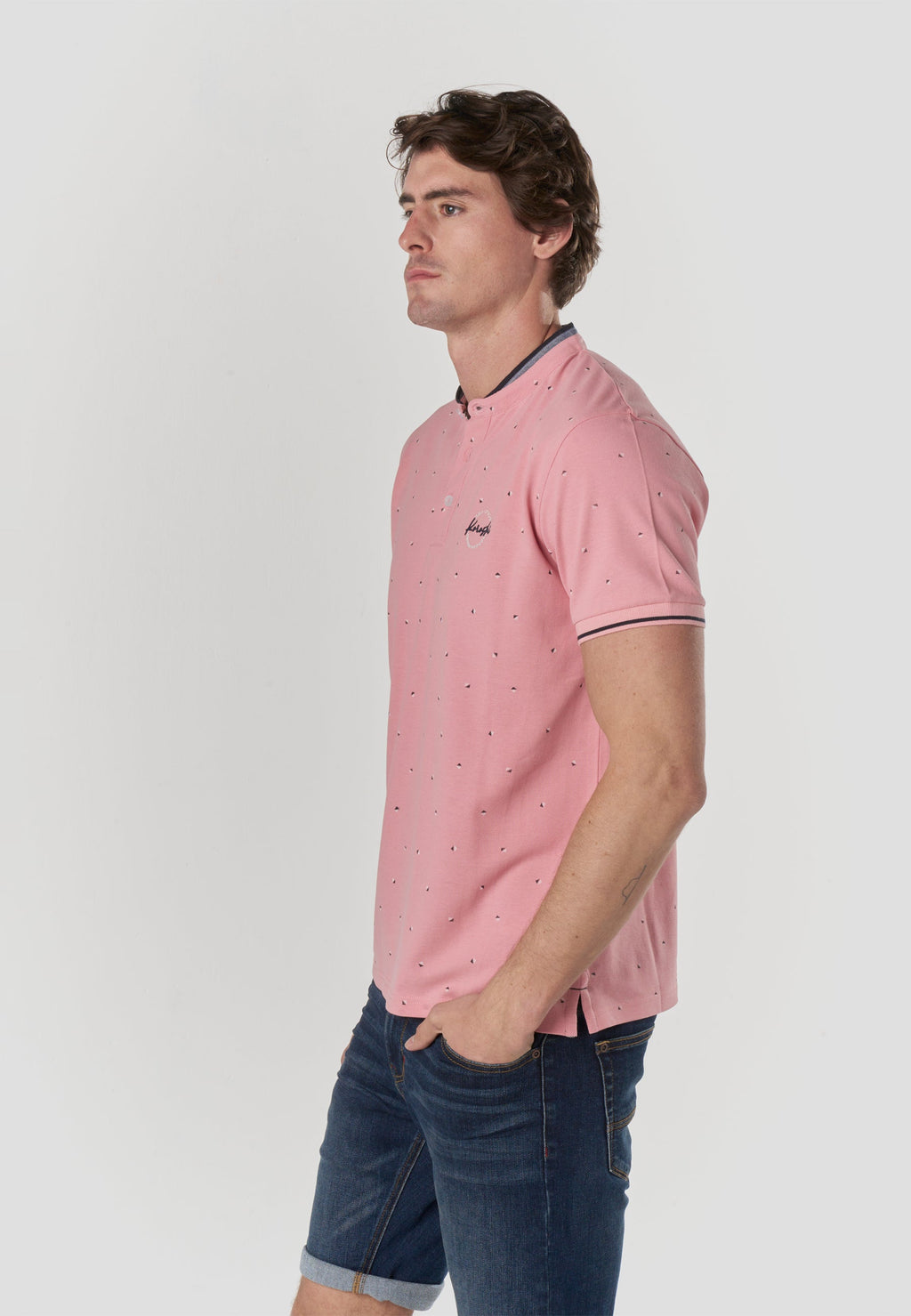 Polo Hombre Manga Corta Cuello Mao Micro Estampado – Koroshi 2611PC23