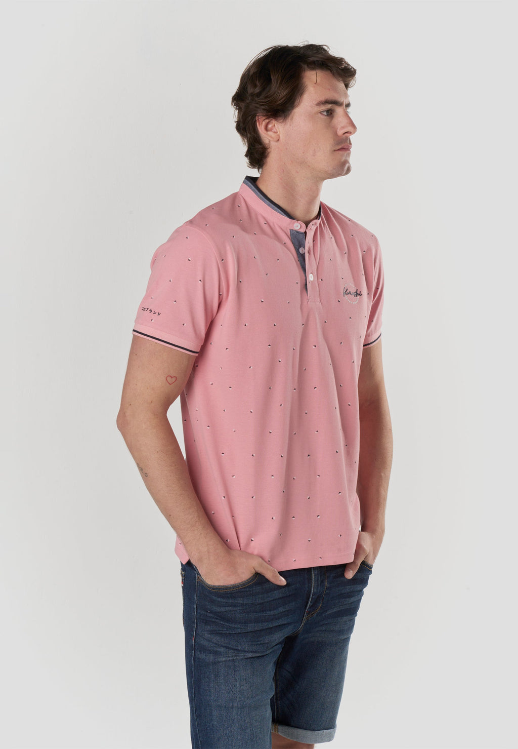 Polo Hombre Manga Corta Cuello Mao Micro Estampado – Koroshi 2611PC23