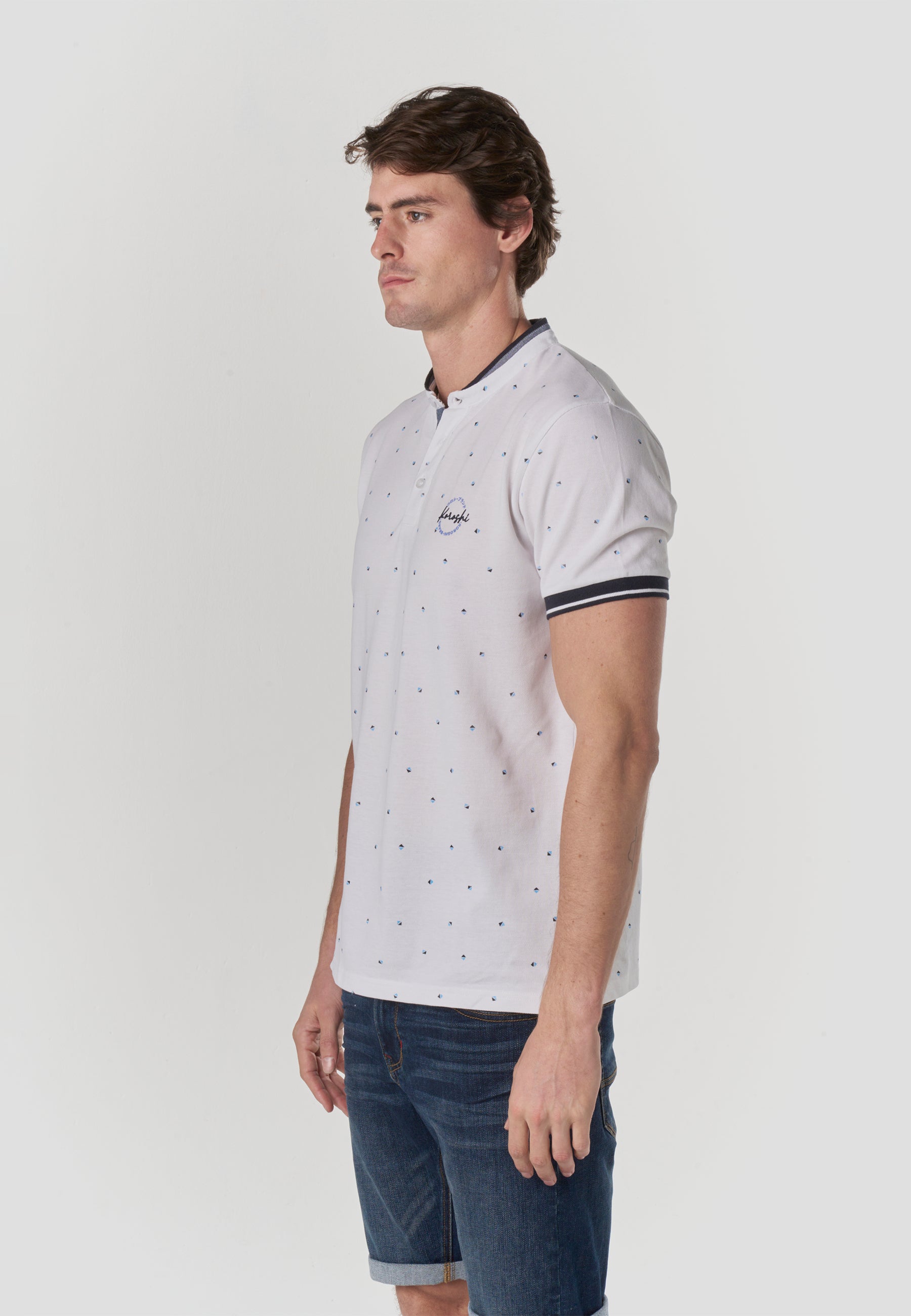 Polo Hombre Manga Corta Cuello Mao Micro Estampado – Koroshi 2611PC23