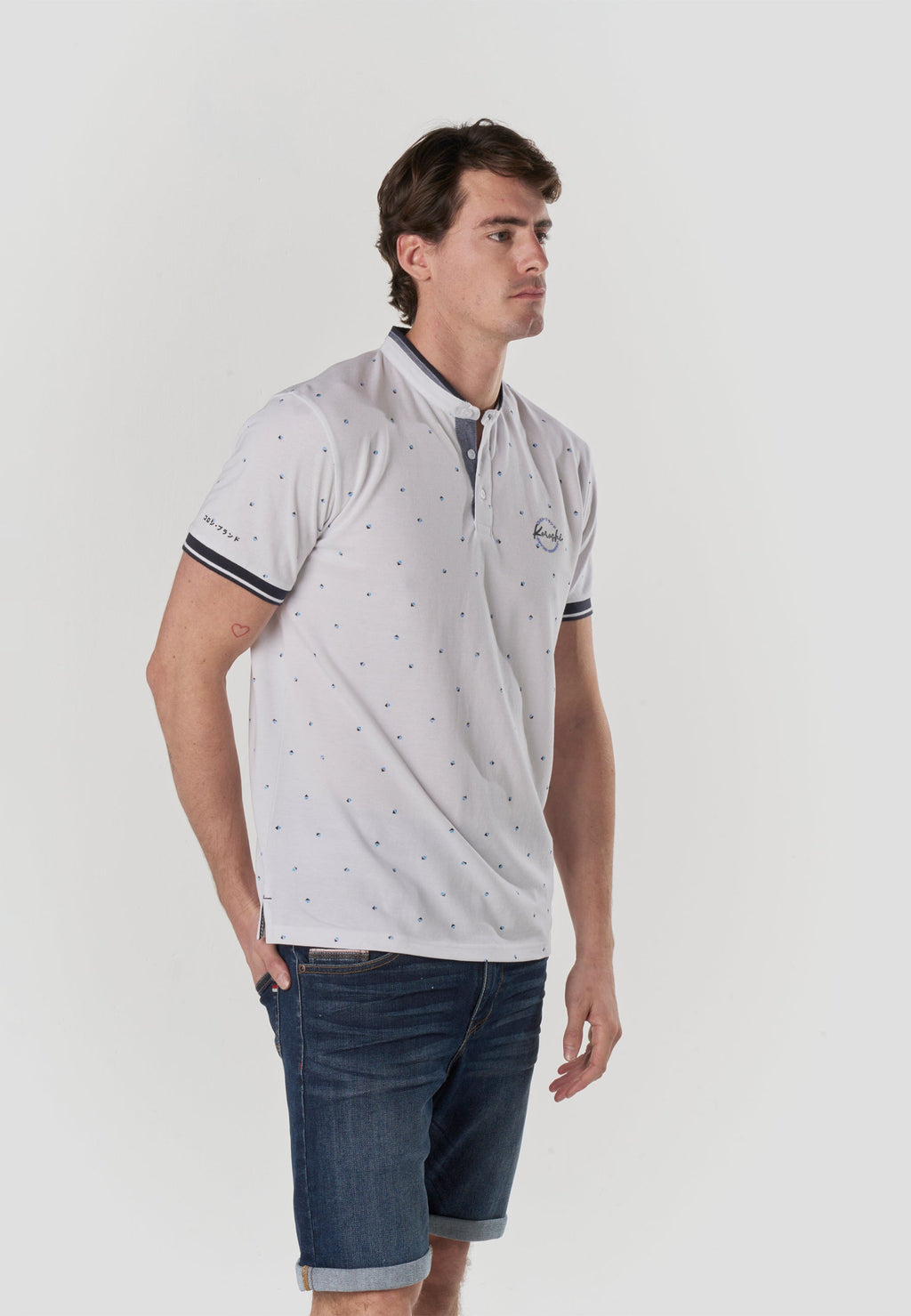 Polo Hombre Manga Corta Cuello Mao Micro Estampado – Koroshi 2611PC23