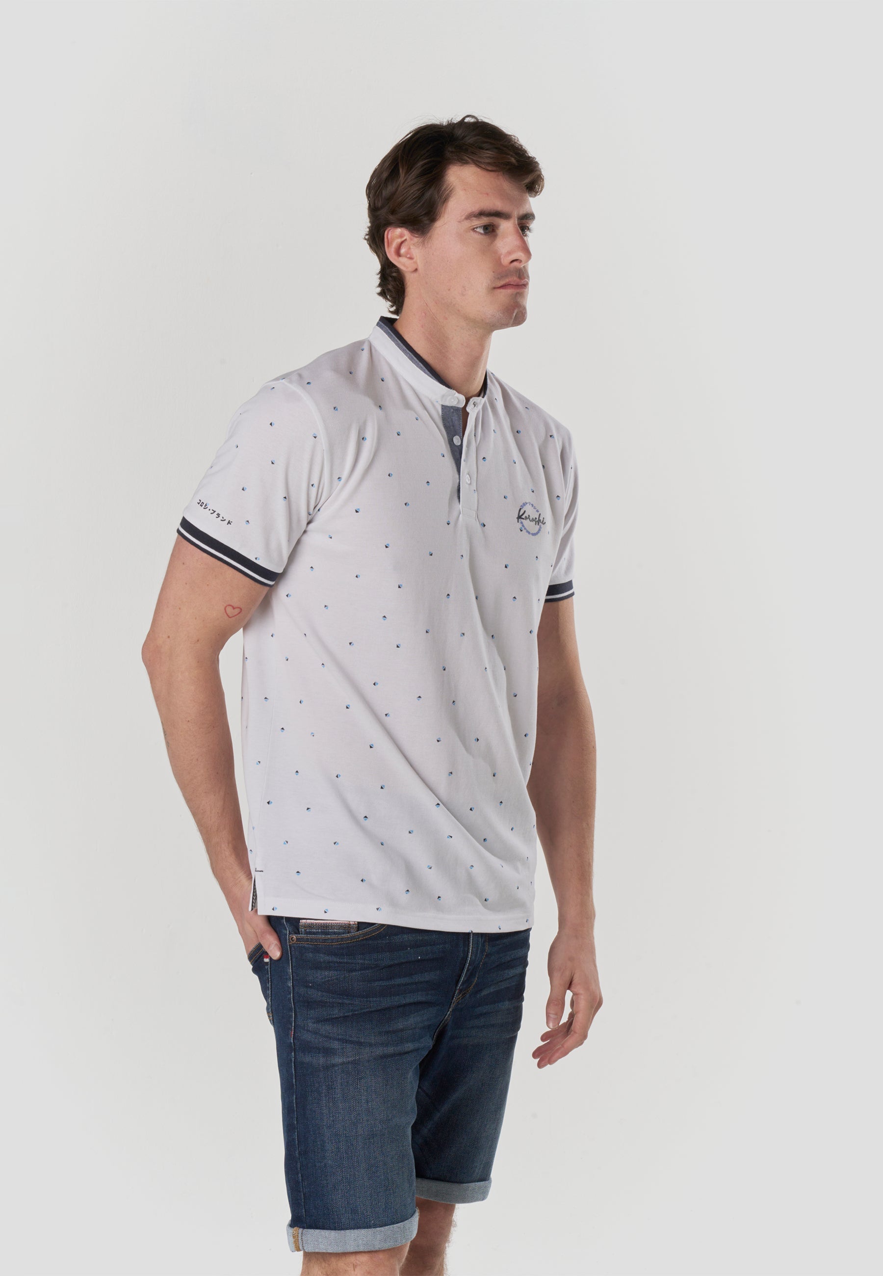 Polo Hombre Manga Corta Cuello Mao Micro Estampado – Koroshi 2611PC23