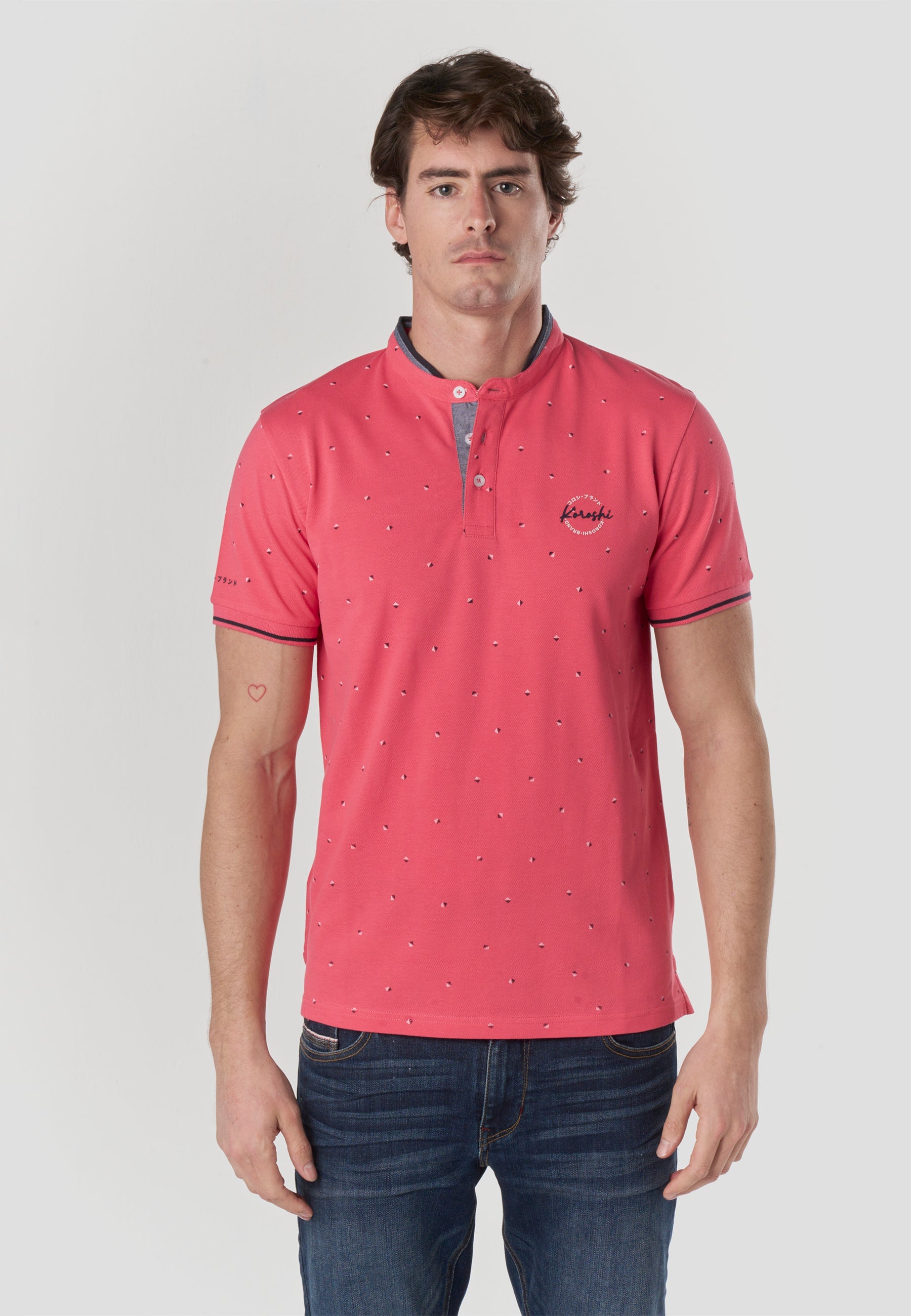Polo Hombre Manga Corta Cuello Mao Micro Estampado – Koroshi 2611PC23