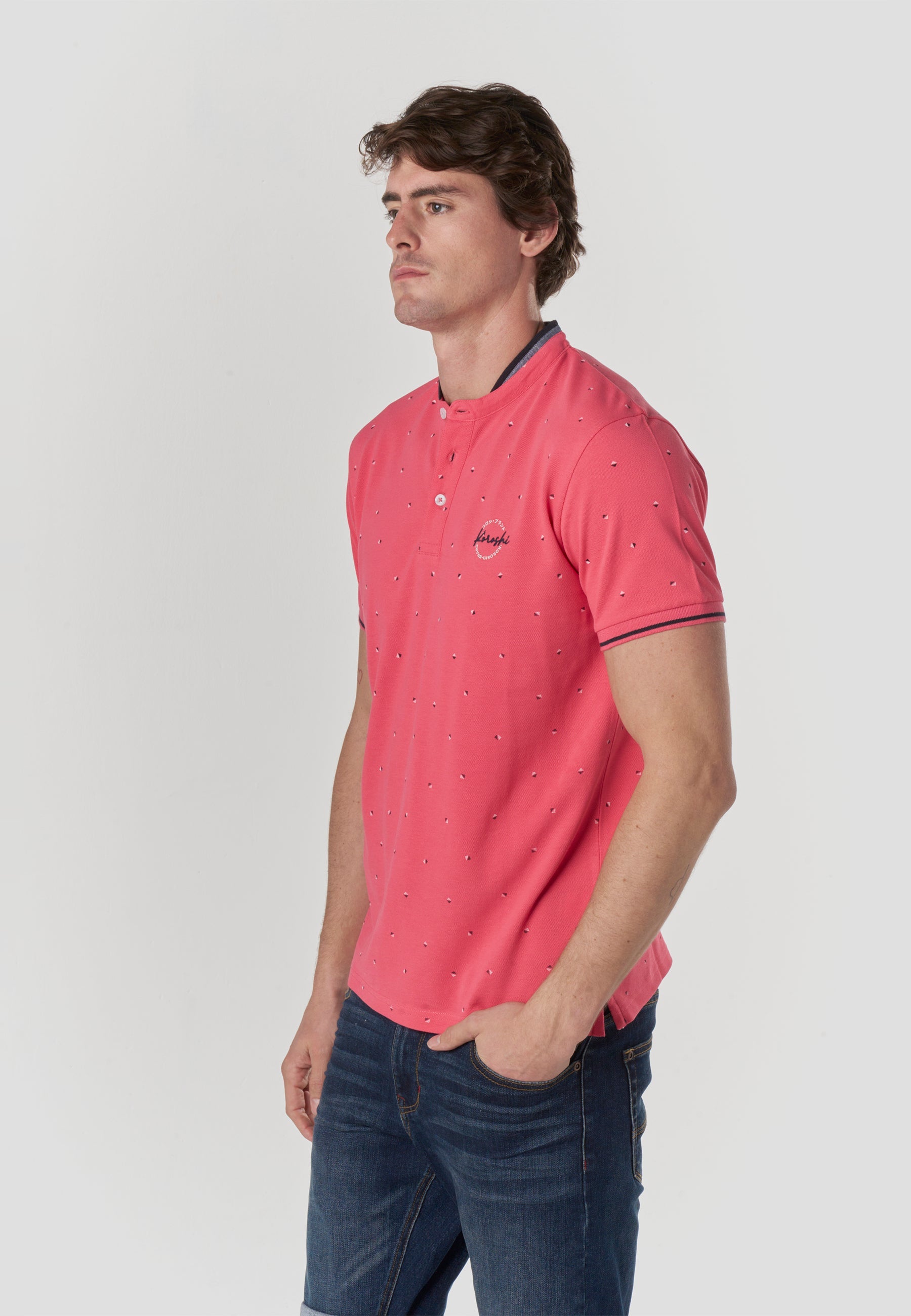 Polo Hombre Manga Corta Cuello Mao Micro Estampado – Koroshi 2611PC23