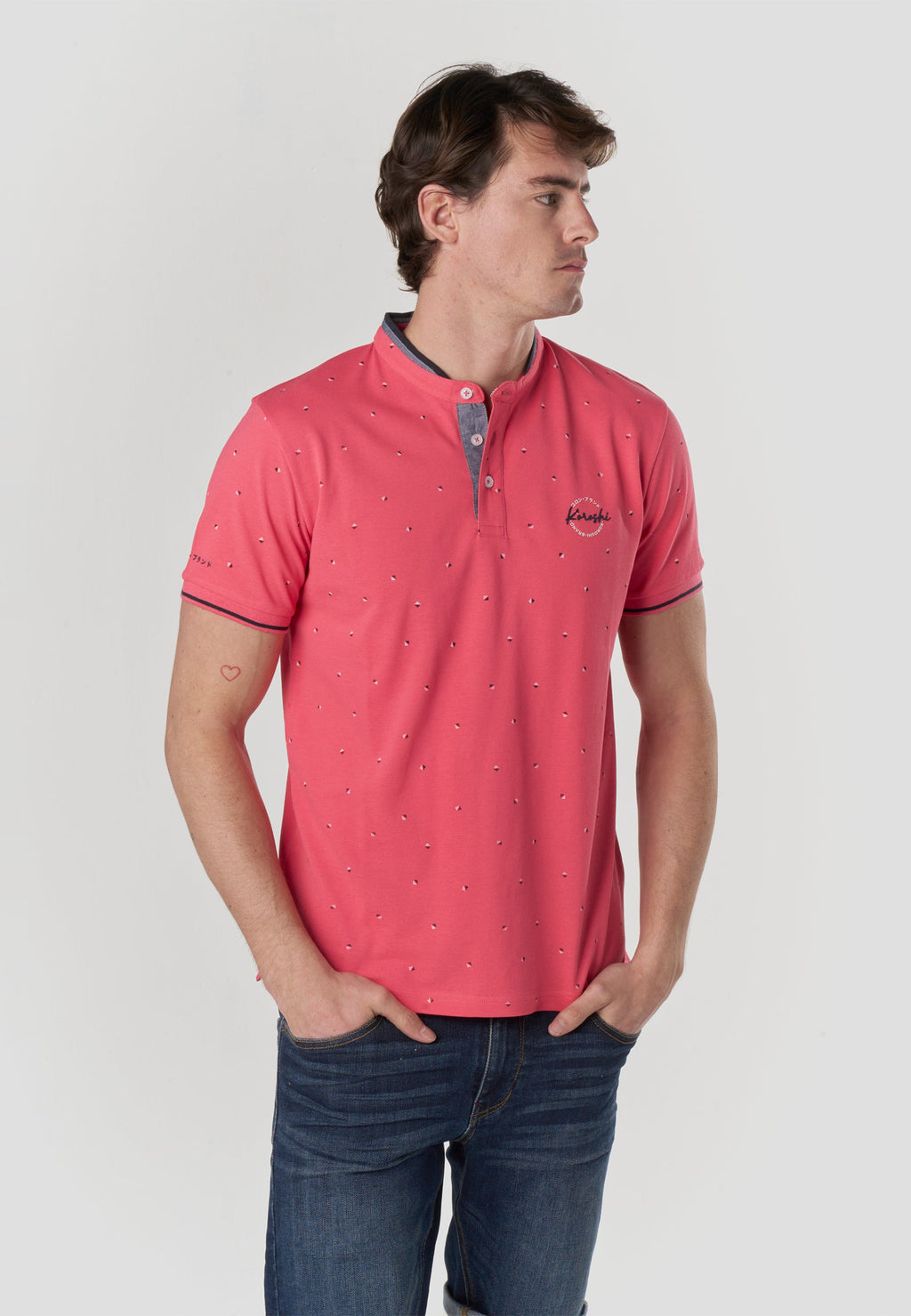 Polo Hombre Manga Corta Cuello Mao Micro Estampado – Koroshi 2611PC23