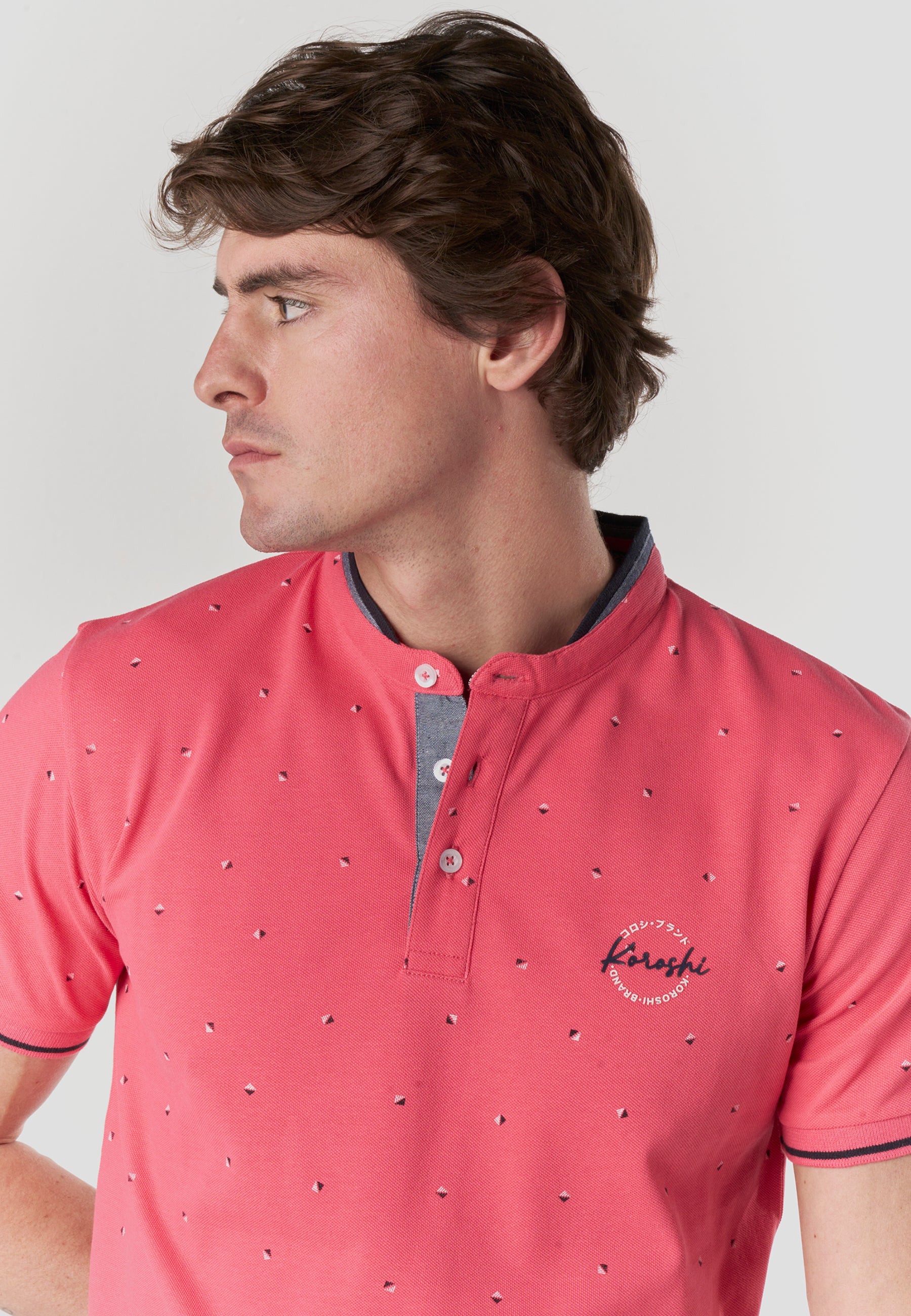 Polo Hombre Manga Corta Cuello Mao Micro Estampado – Koroshi 2611PC23