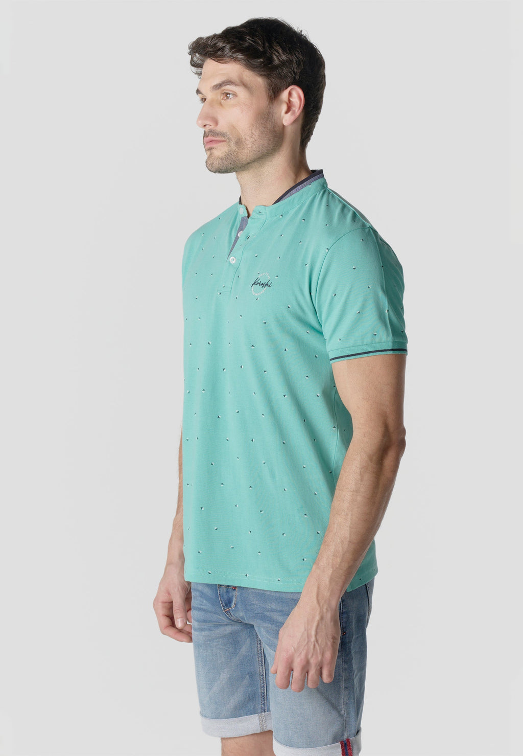 Polo Hombre Manga Corta Cuello Mao Micro Estampado – Koroshi 2611PC23