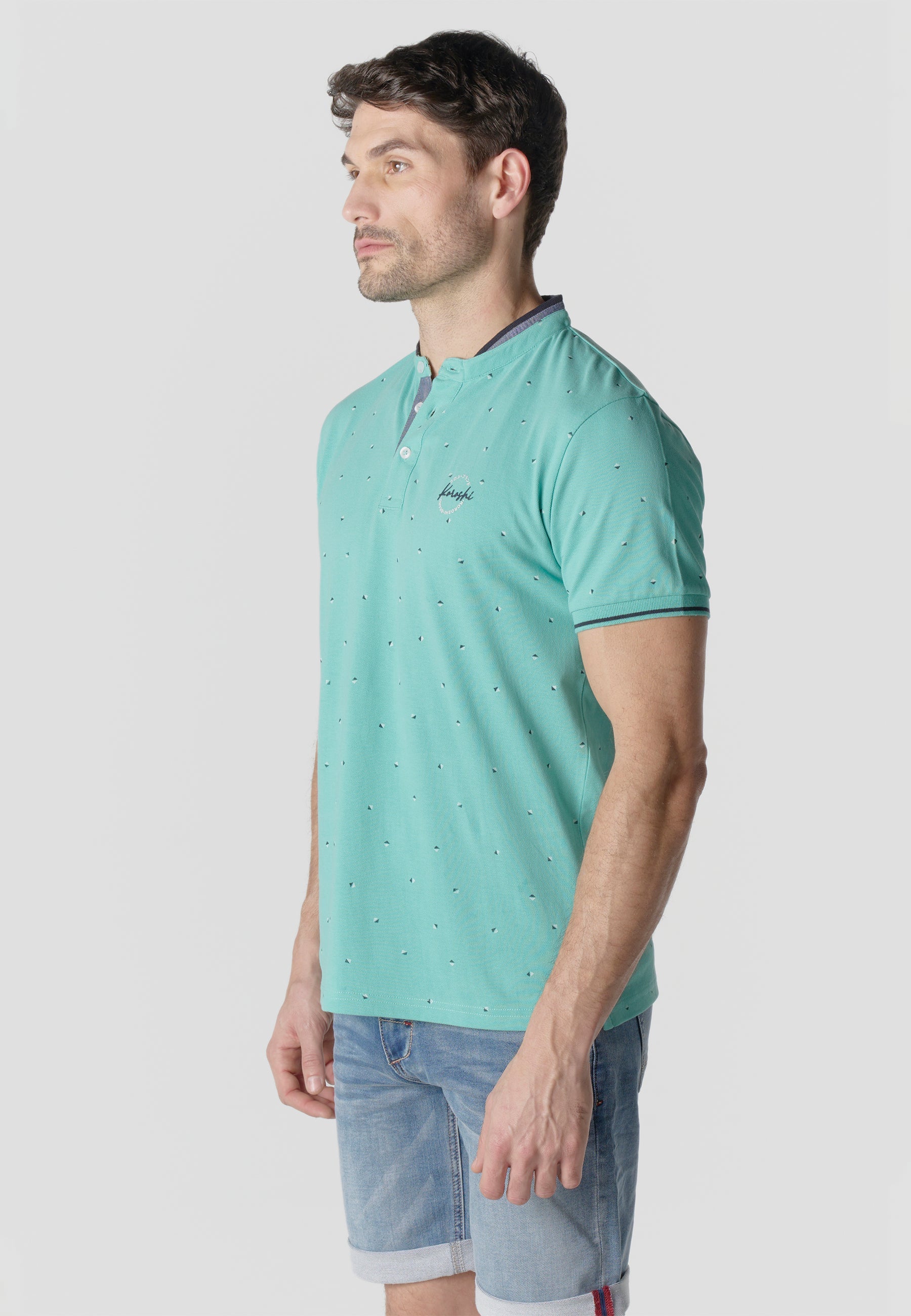 Polo Hombre Manga Corta Cuello Mao Micro Estampado – Koroshi 2611PC23