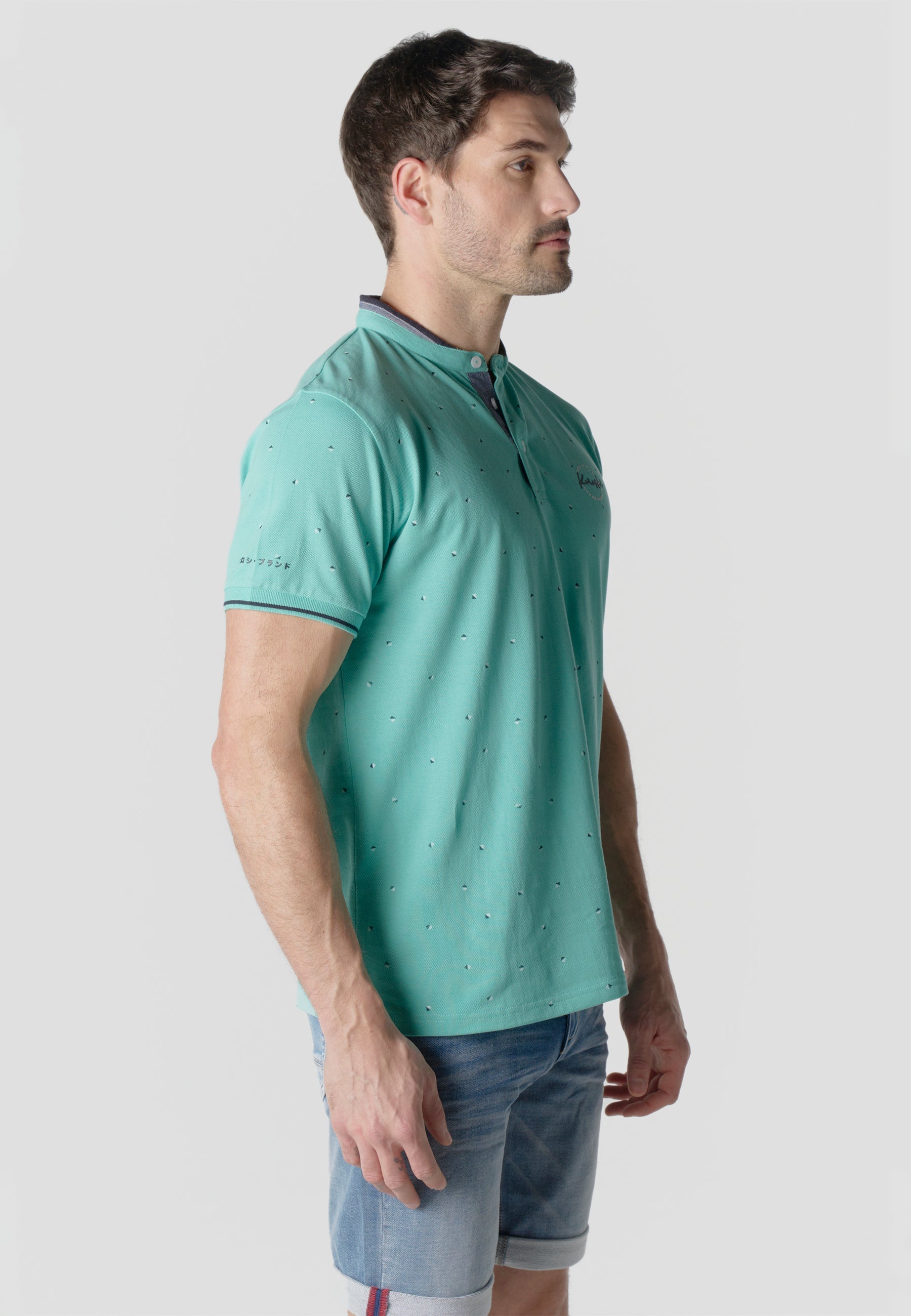 Polo Hombre Manga Corta Cuello Mao Micro Estampado – Koroshi 2611PC23