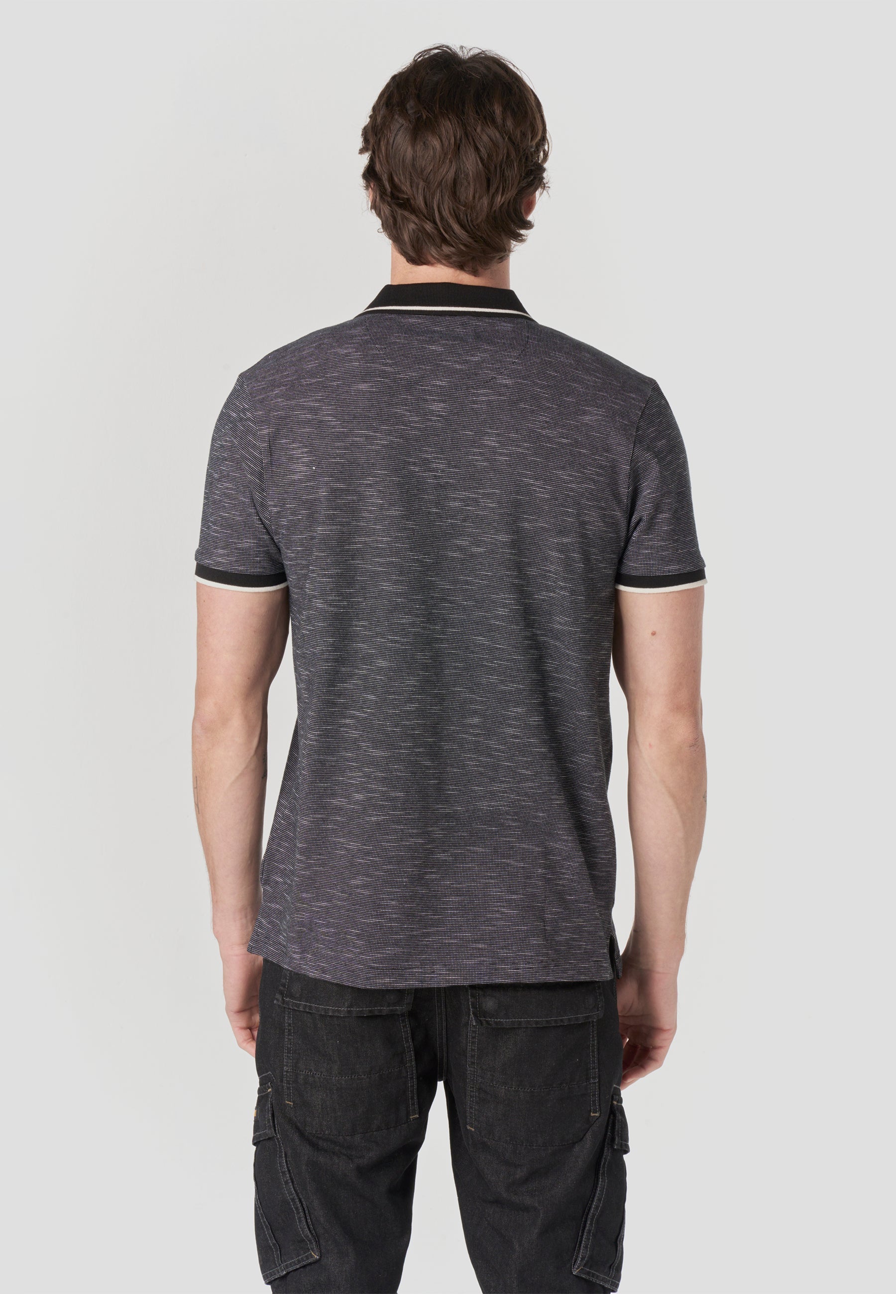 Polo Hombre Manga Corta Cuello Cremallera Jaspeado – Koroshi 2611PC25