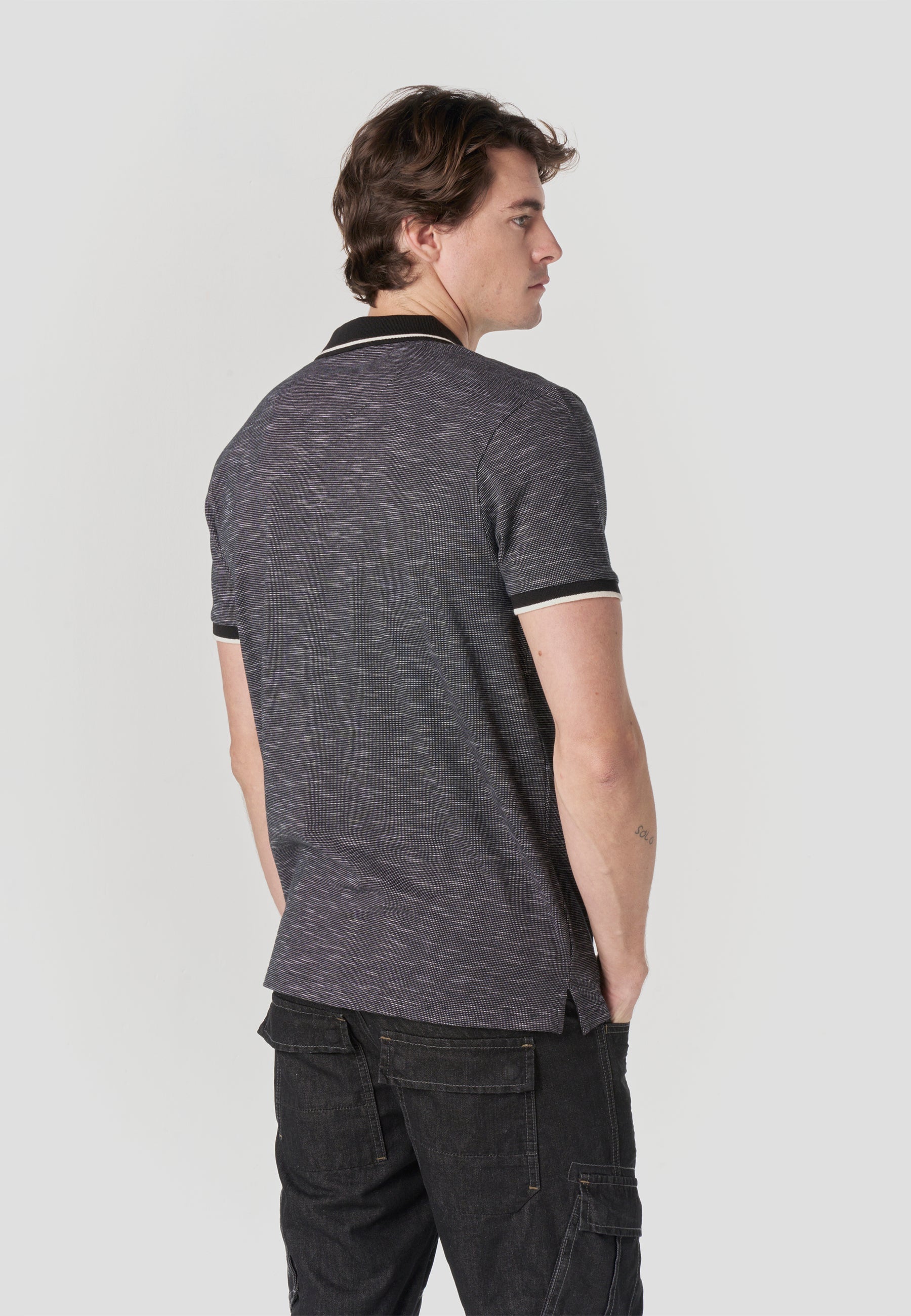 Polo Hombre Manga Corta Cuello Cremallera Jaspeado – Koroshi 2611PC25