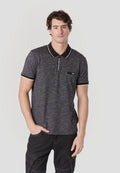 Polo Hombre Manga Corta Cuello Cremallera Jaspeado – Koroshi 2611PC25