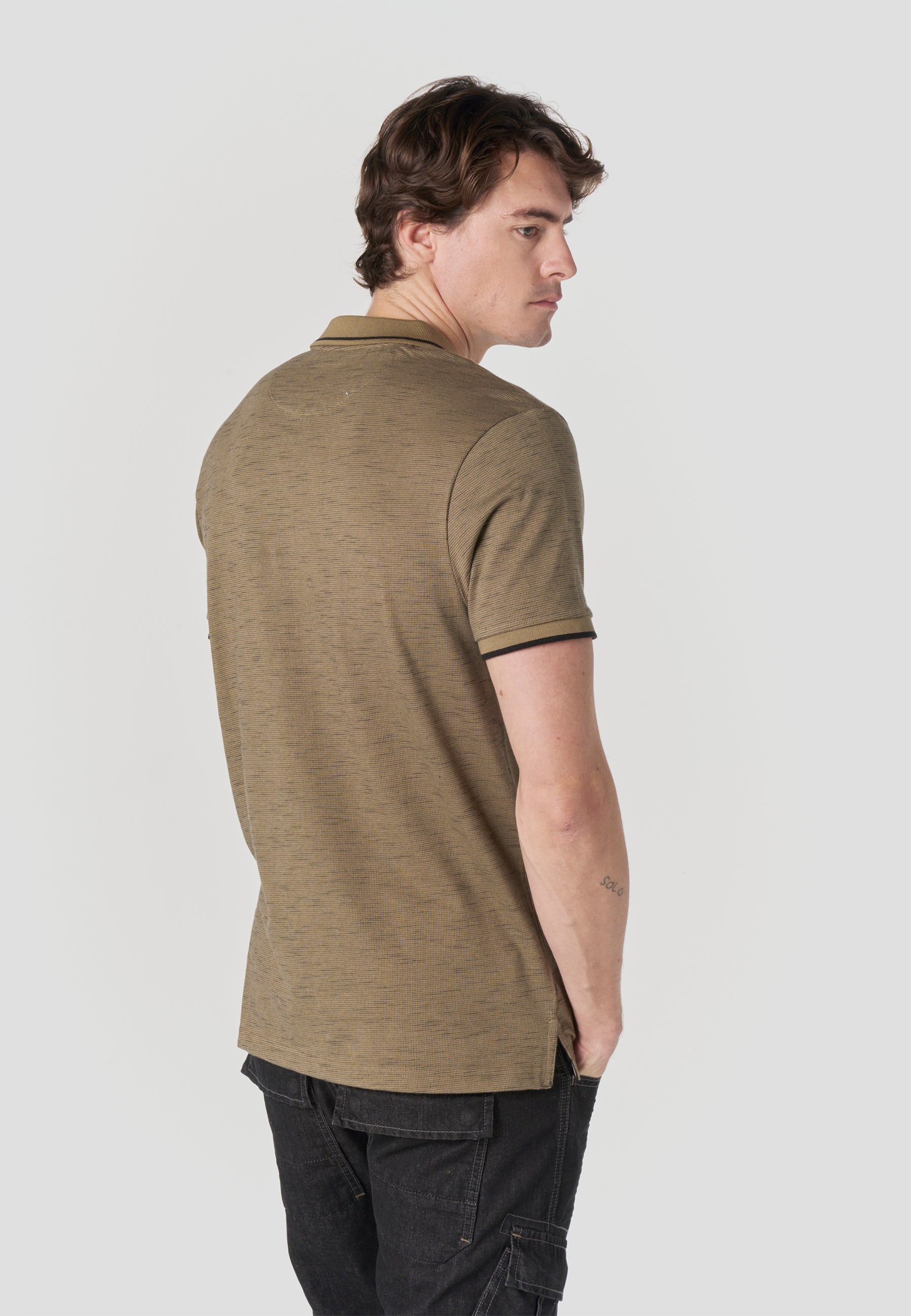 Polo Hombre Manga Corta Cuello Cremallera Jaspeado – Koroshi 2611PC25