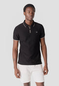 Polo Hombre Manga Corta Cuello Cremallera Texturizado – Koroshi Negro