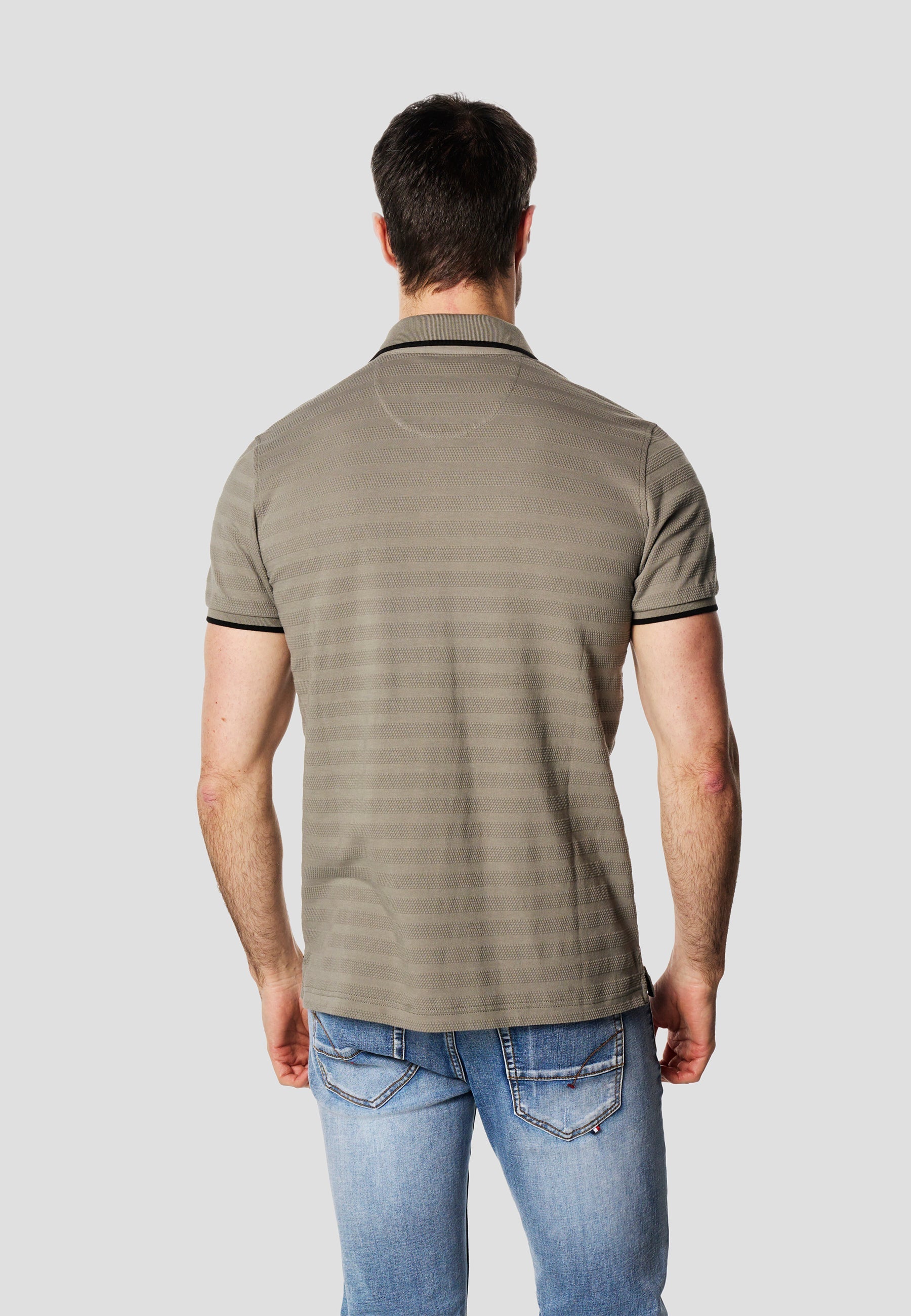 Polo Hombre Manga Corta Texturizado Bolsillo Solapa – Koroshi Kaki