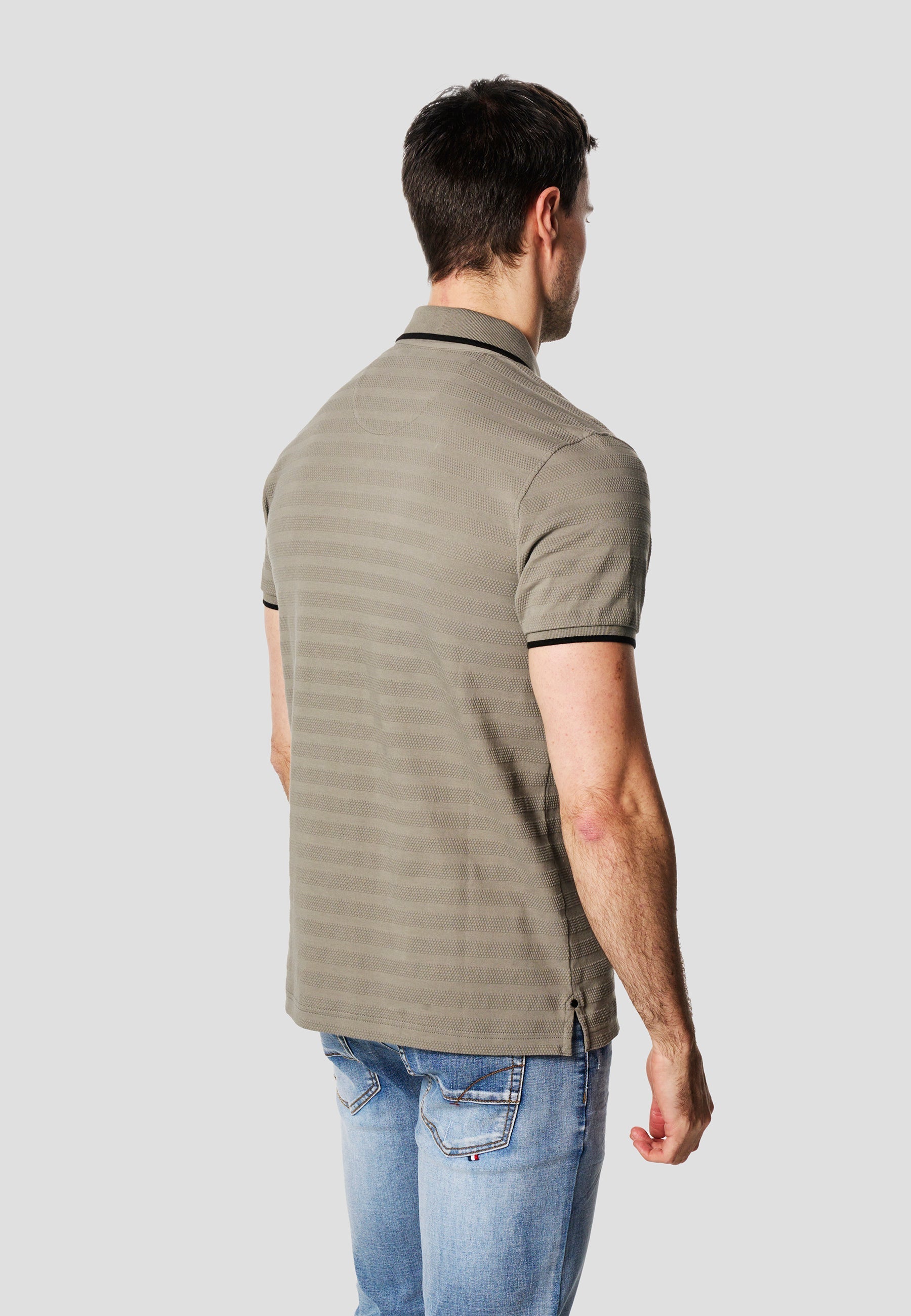 Polo Hombre Manga Corta Texturizado Bolsillo Solapa – Koroshi Kaki