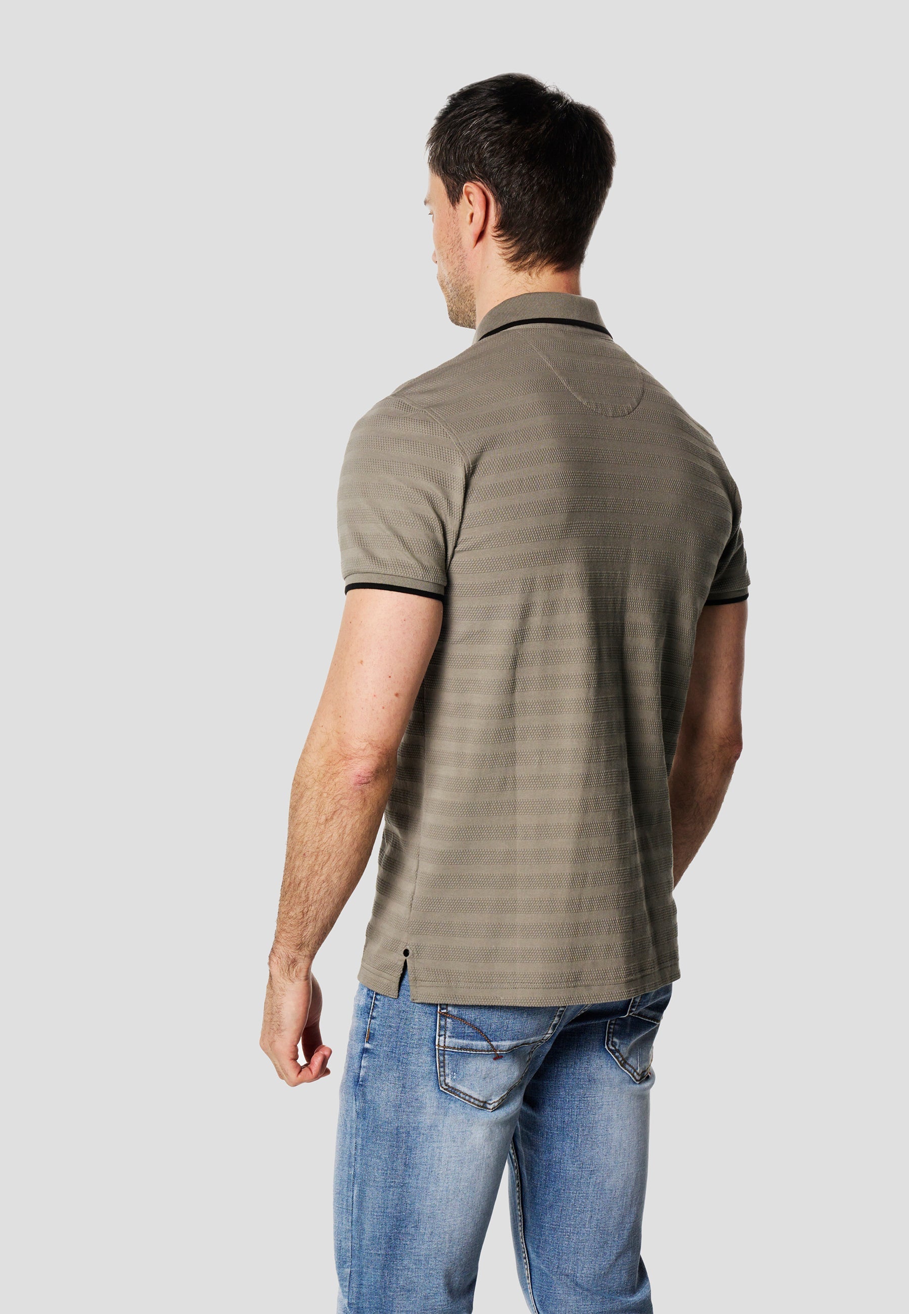 Polo Hombre Manga Corta Texturizado Bolsillo Solapa – Koroshi Kaki