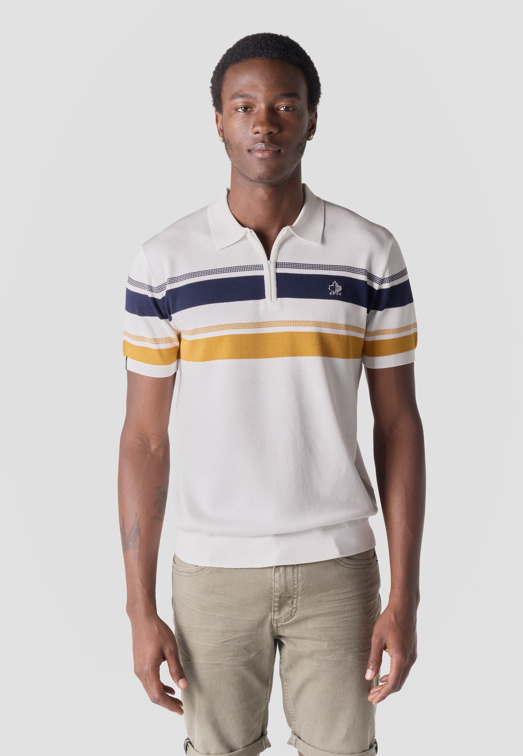Polo Hombre Manga Corta Punto Media Cremallera Rayas – Koroshi 2611PC49