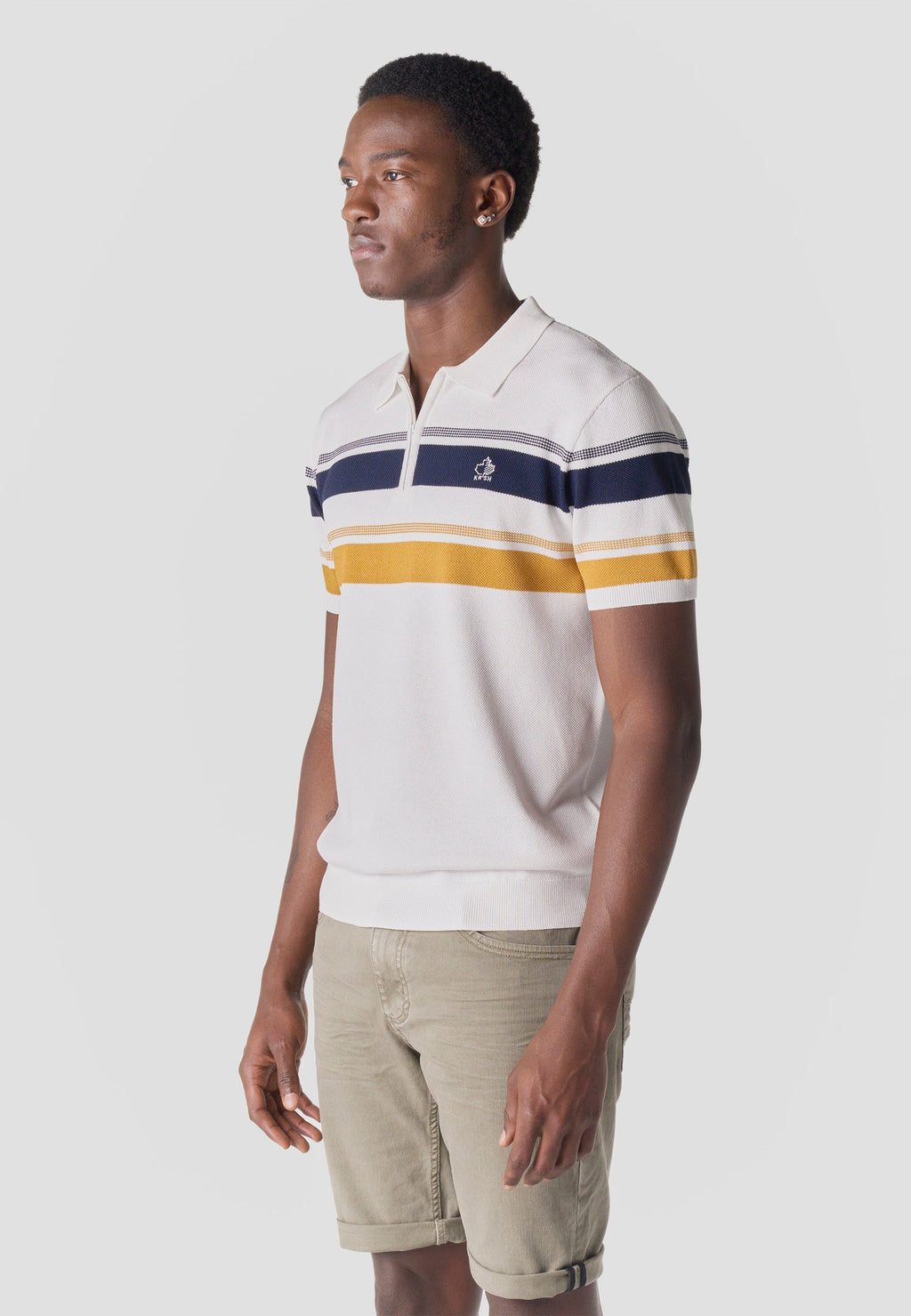 Polo Hombre Manga Corta Punto Media Cremallera Rayas – Koroshi 2611PC49