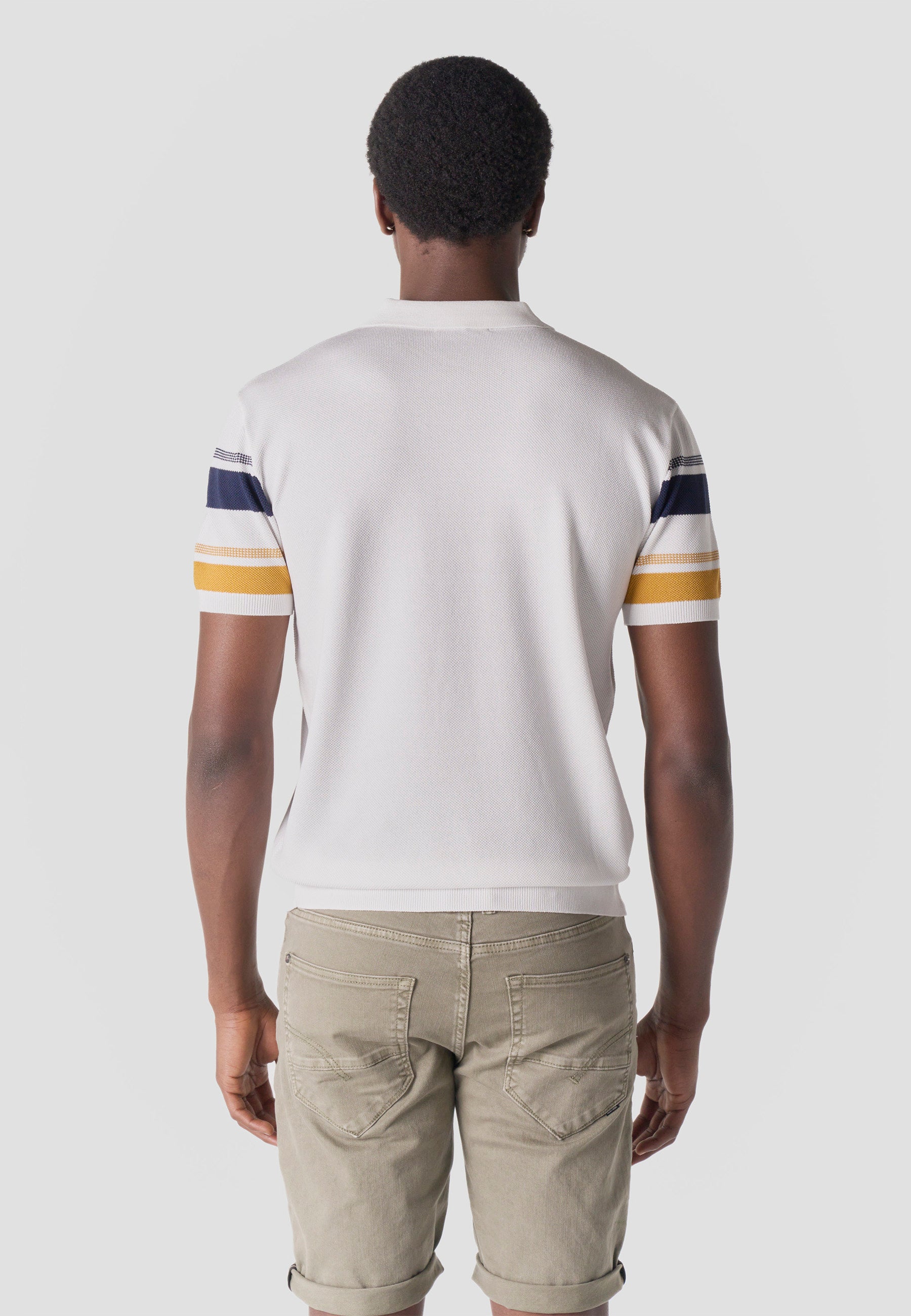 Polo Hombre Manga Corta Punto Media Cremallera Rayas – Koroshi 2611PC49